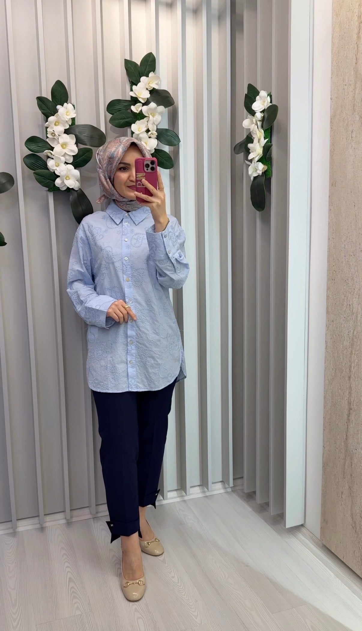 KAYRA %100 Pamuklu Floral İşlemeli Tunik / B26-21120