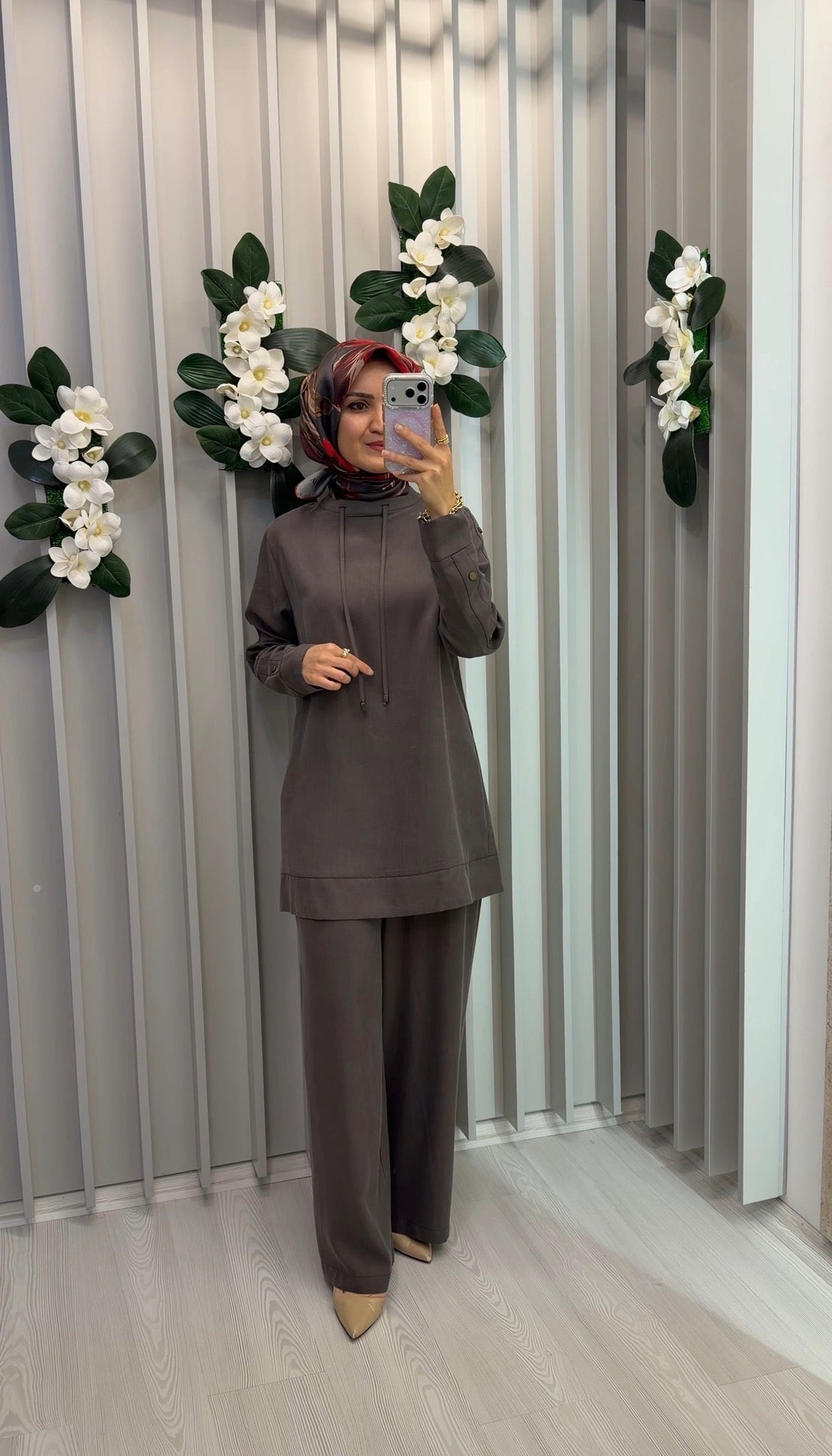 NİHAN Kol Detaylı Lyocell Pantolon Tunik Takım / 3348