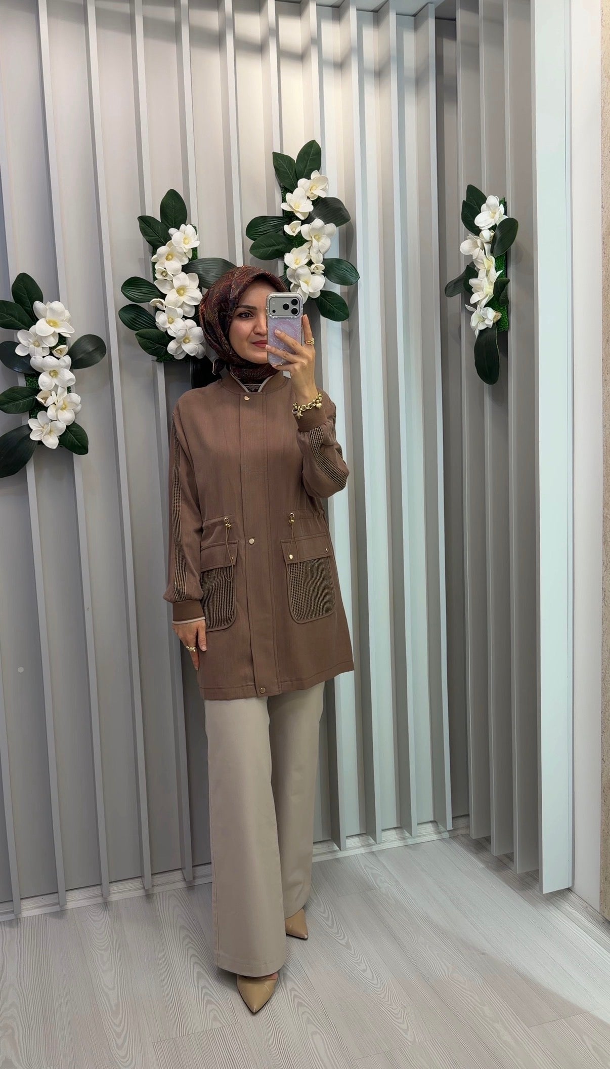 NİHAN Ribana ve File Detaylı Beli Büzgülü Kap / 4041
