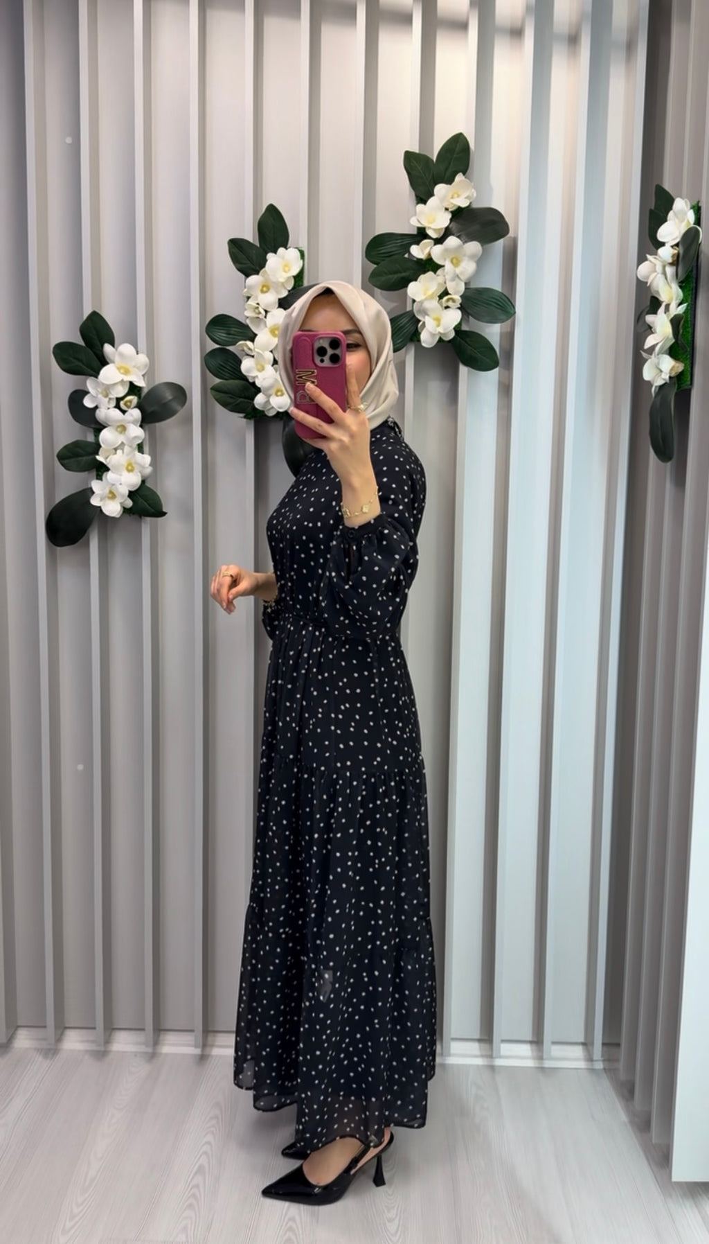 ARMİNE TREND Beli İpli Puantiyeli Elbise / 26YT910