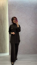 NİHAN Lyocell Pantolon Tunik Takım Kahve / TK5211