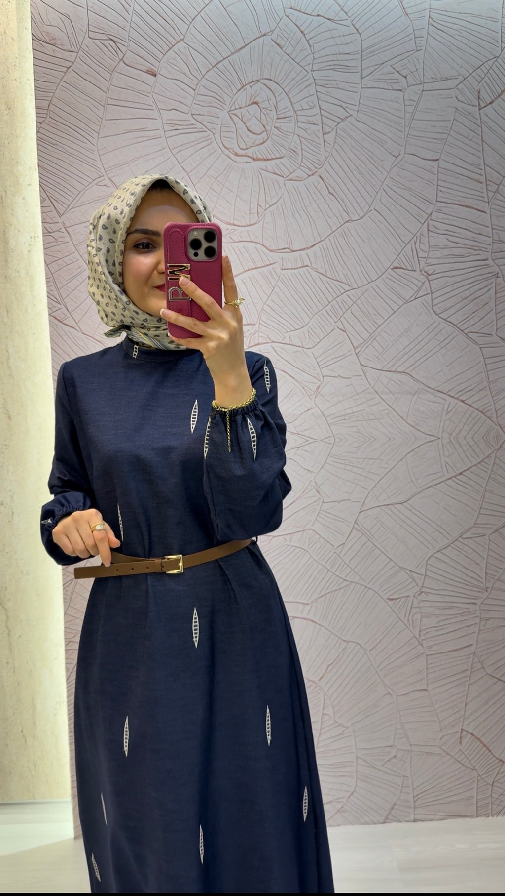 NİHAN Brode Detaylı Kemerli Pamuk Elbise / EL4186