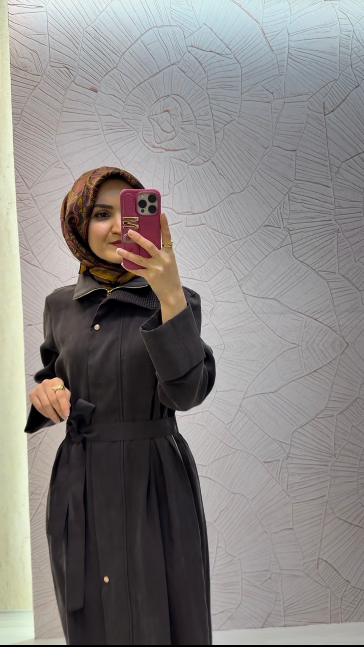 ARMİNE TREND Yakası File Detaylı Belden Kuşaklı Yandan Fermuarlı Kap / 26YT702