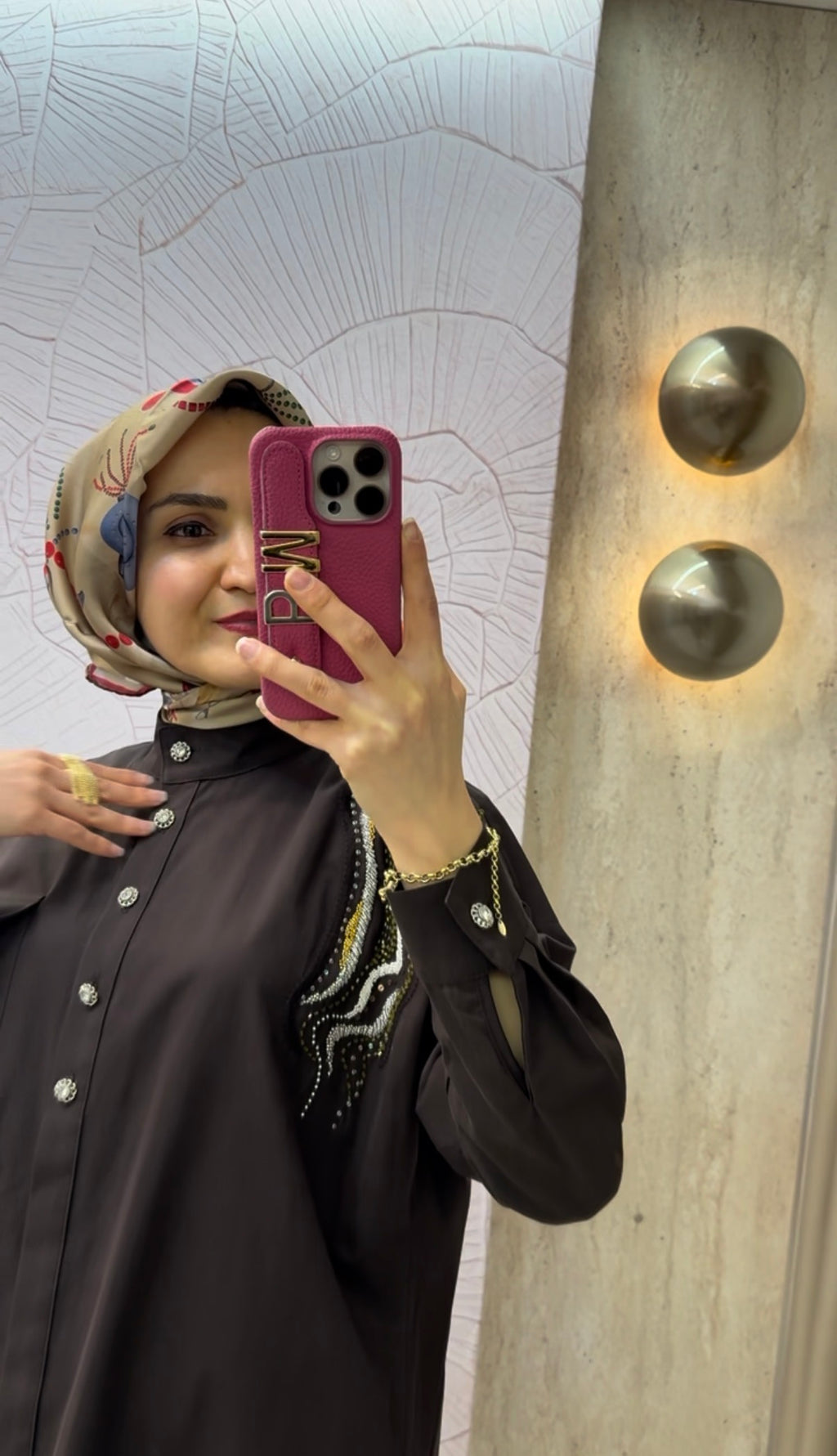 KAYRA %100 Pamuklu Omzu İşlemeli Tunik Koyu Kahve / B26-11028