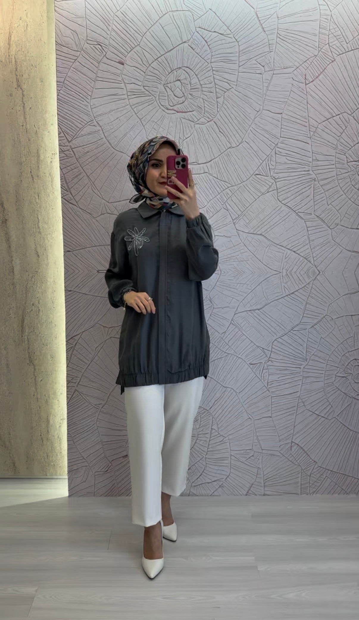ARMİNE TREND Yaka Palmiye Taş İşlemeli Tunik / 26YT405