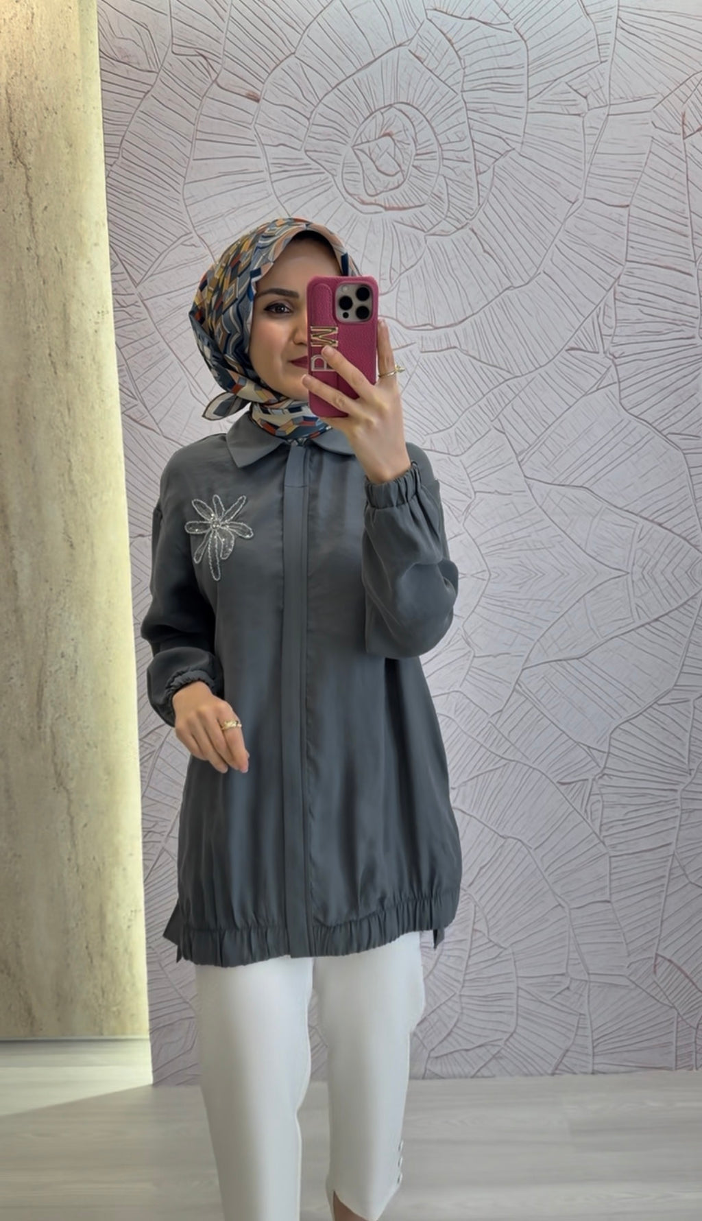 ARMİNE TREND Yaka Palmiye Taş İşlemeli Tunik / 26YT405