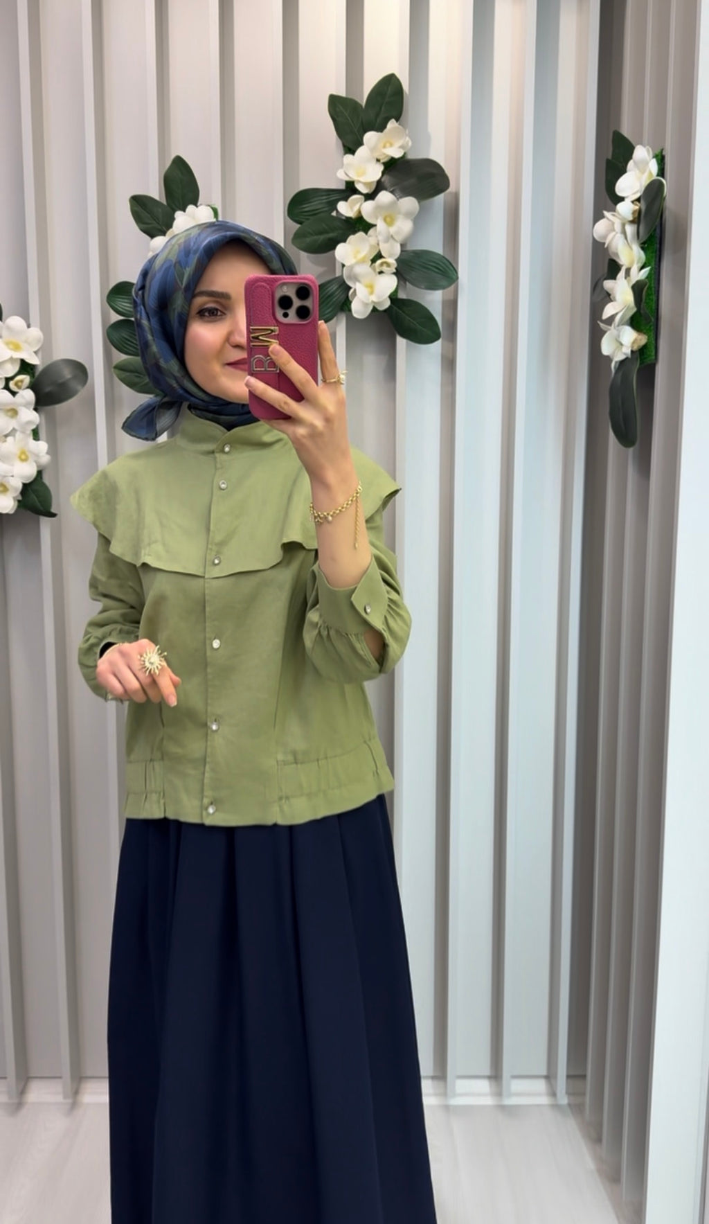 KAYRA Volan Yakalı Kısa Ceket Matcha Yeşili / B26-13057