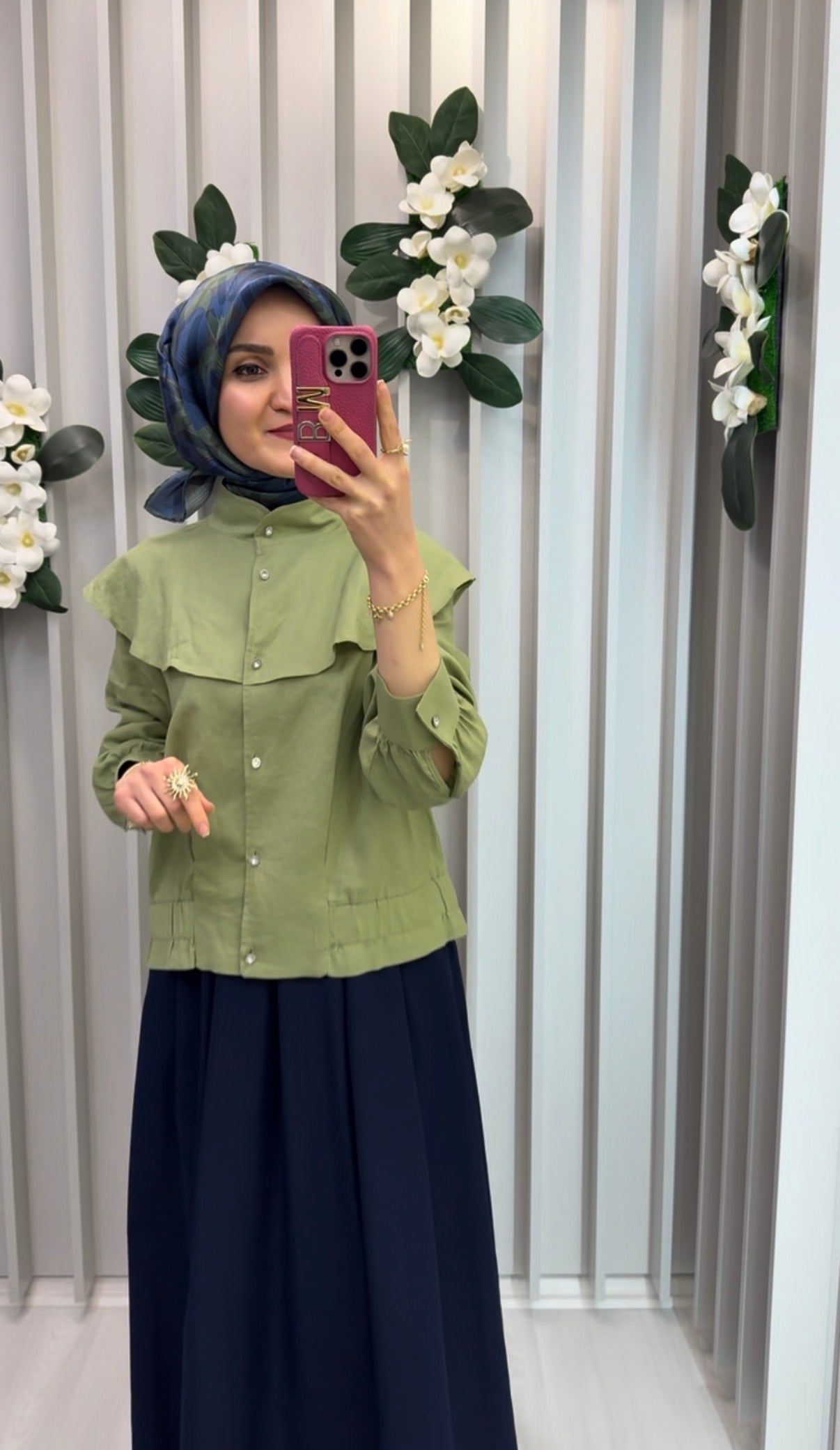 KAYRA Volan Yakalı Kısa Ceket Matcha Yeşili / B26-13057