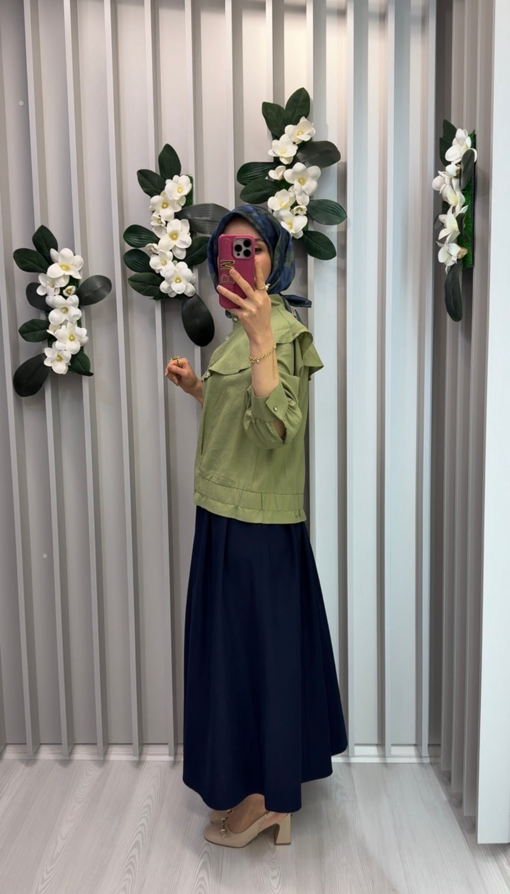 KAYRA Volan Yakalı Kısa Ceket Matcha Yeşili / B26-13057