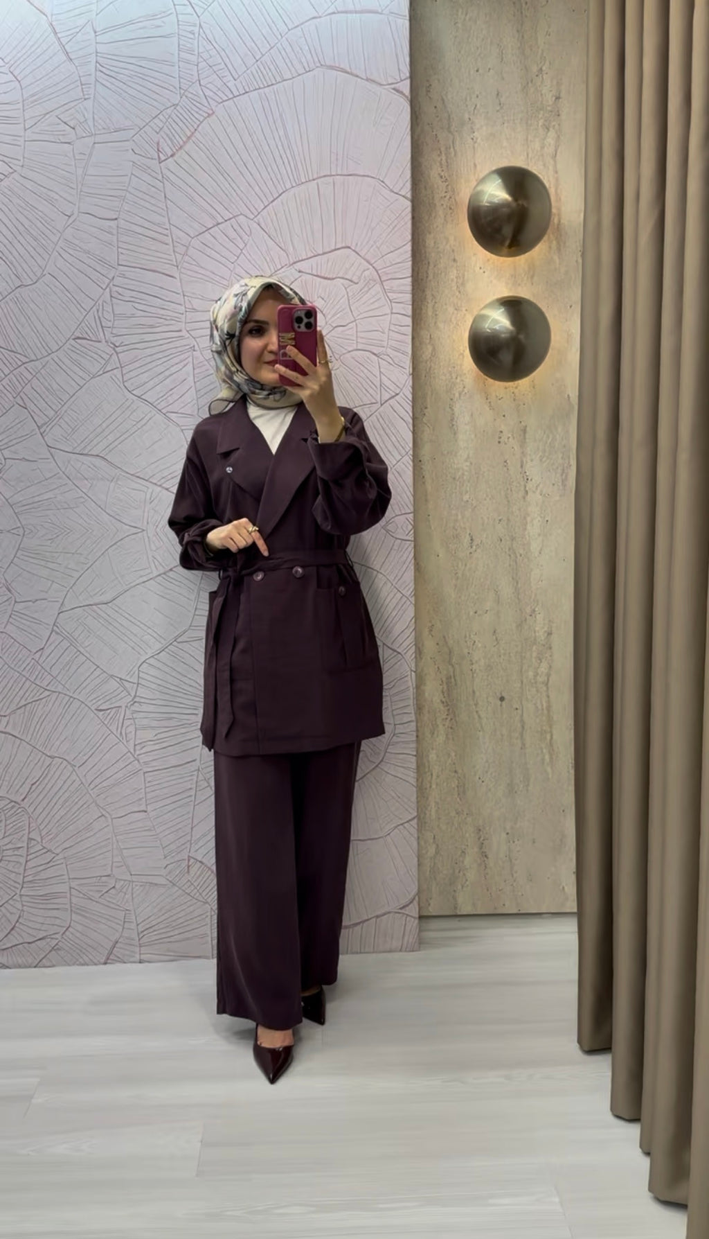 ARMİNE TREND Kruvaze Ceketli Belden Kuşaklı Pantolonlu İkili Takım / 26YTD6113