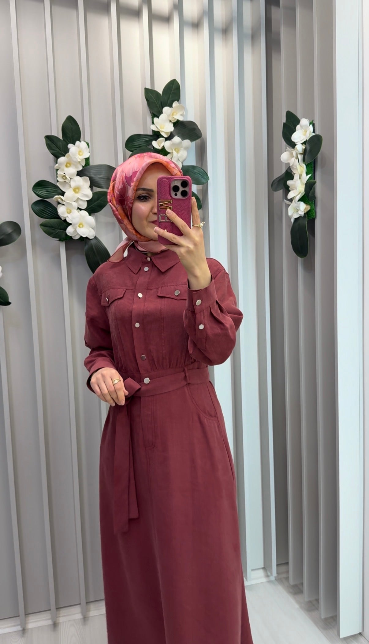 NİHAN Kuşaklı Lyocell Gömlek Elbise / EL3118