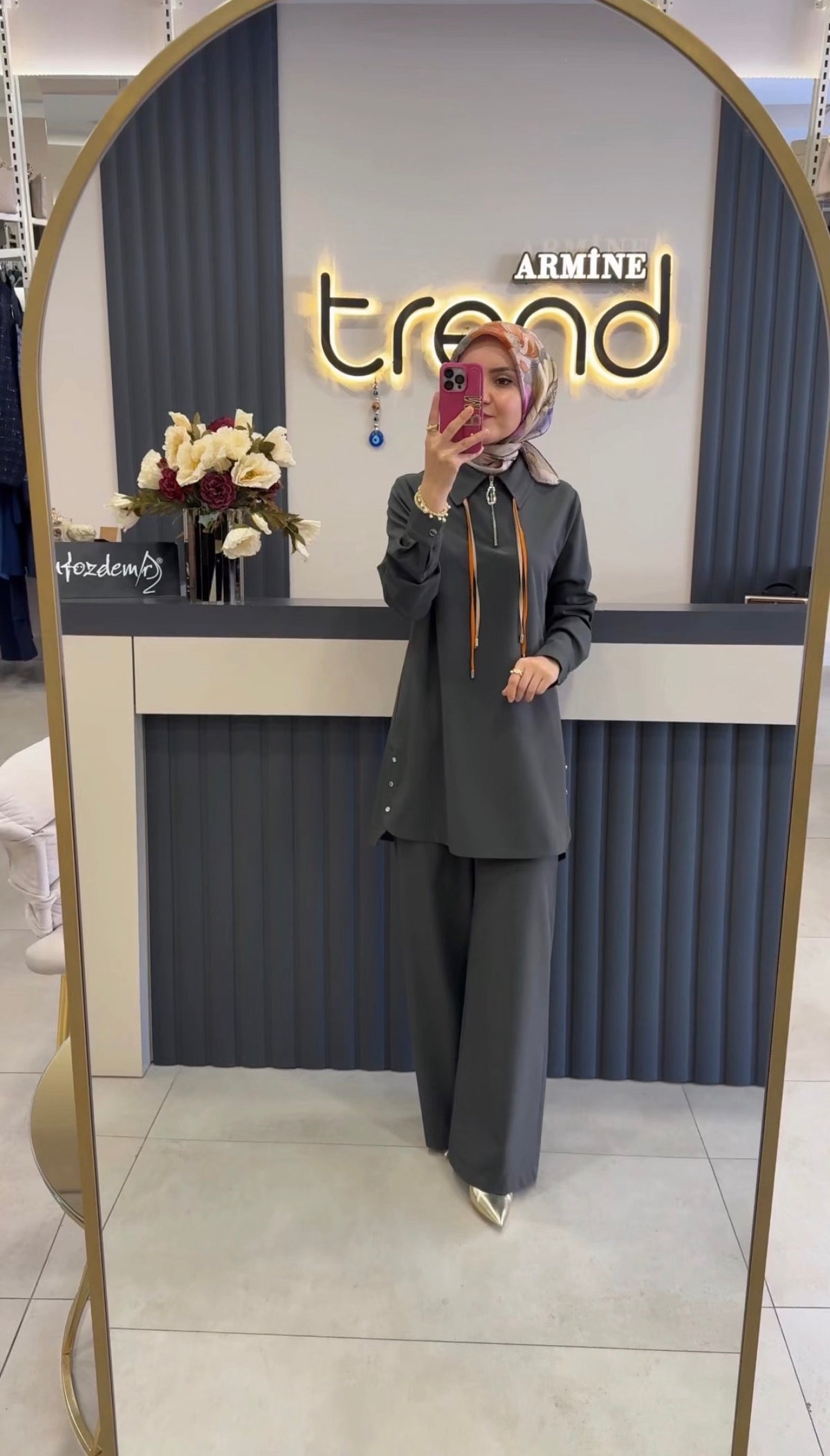 NİHAN Yaka Detaylı Pantolon Tunik Takım / 4081