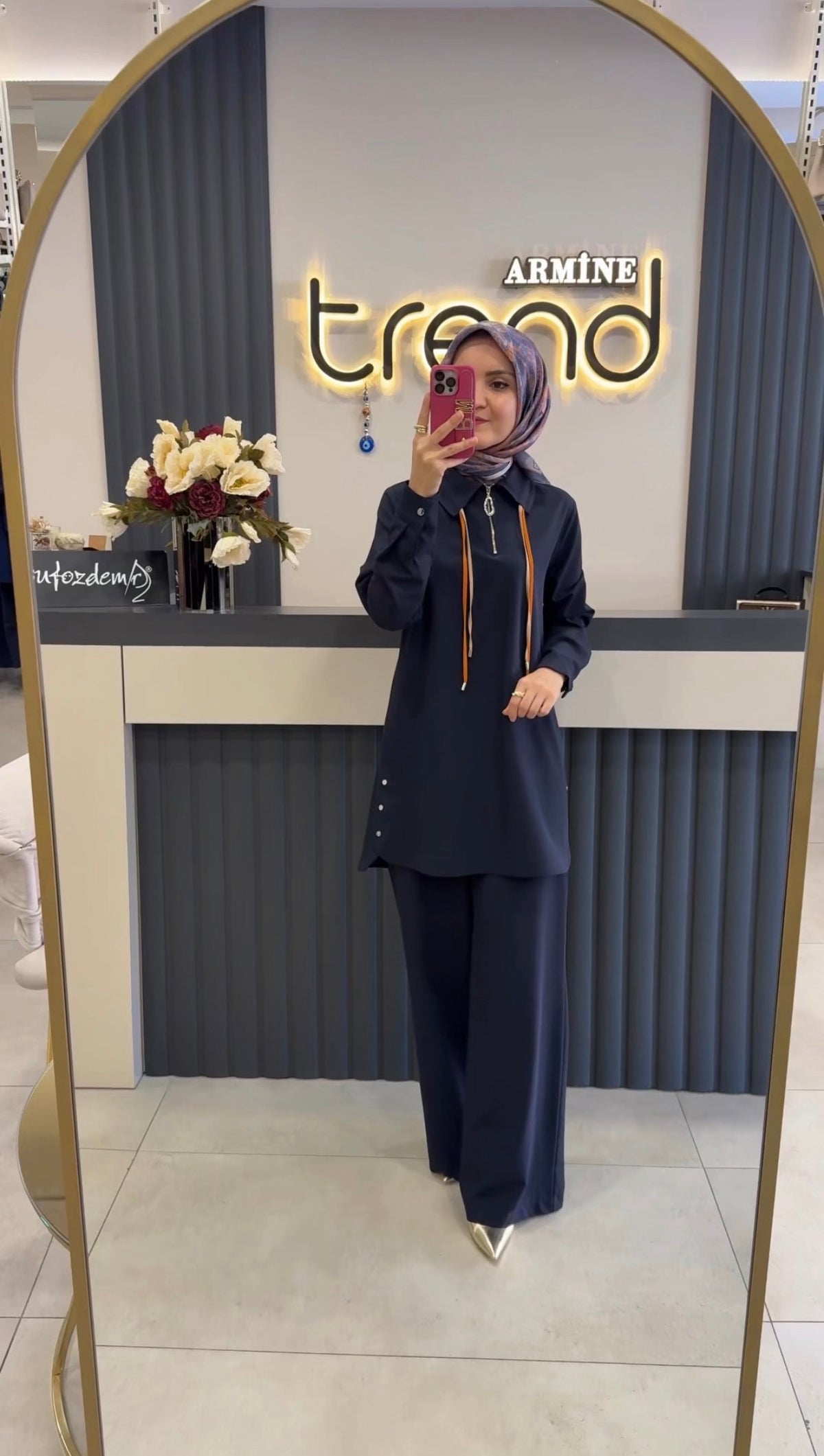 NİHAN Yaka Detaylı Pantolon Tunik Takım / 4081