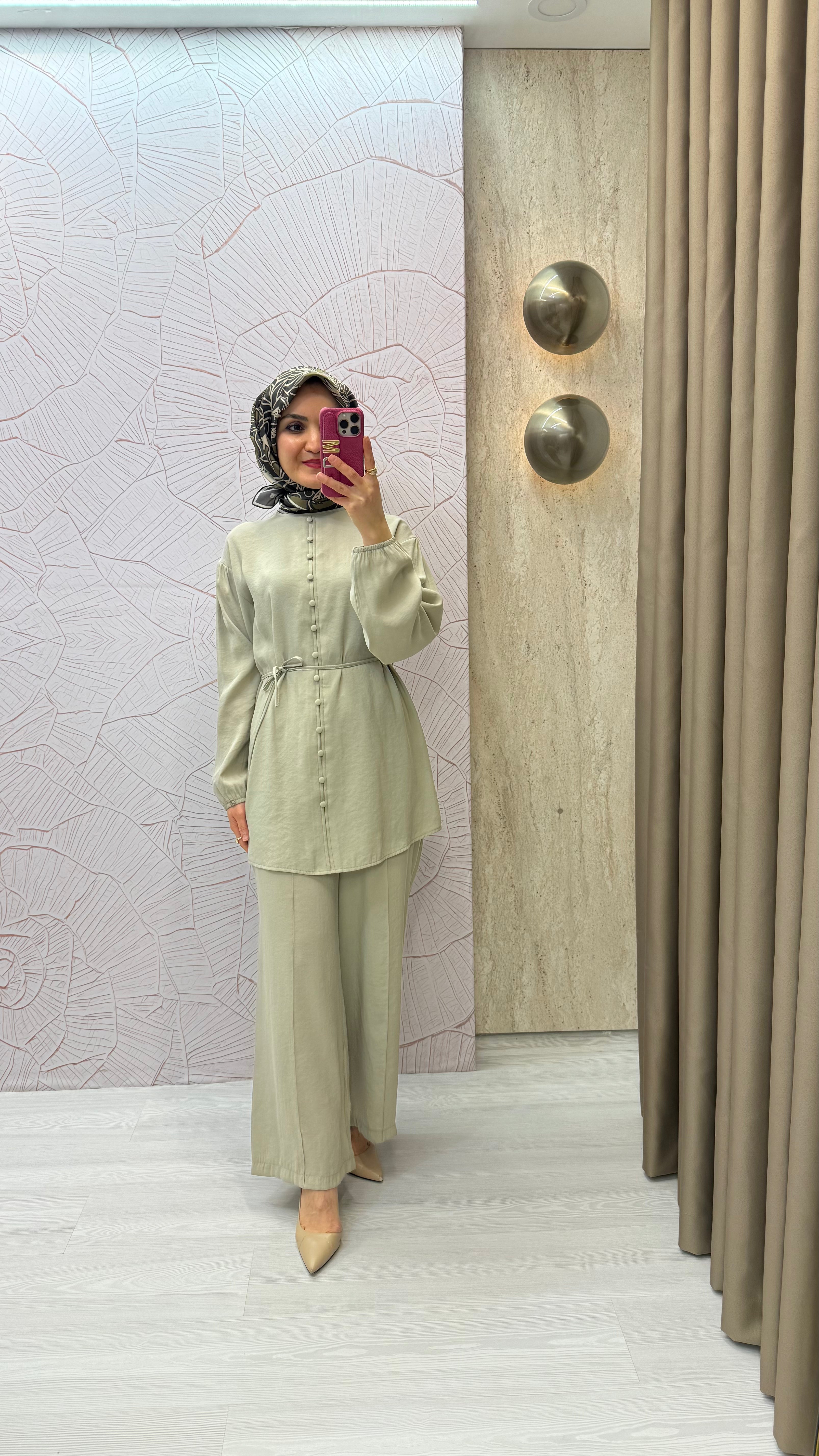 ARMİNE TREND Sahte Düğme Detaylı Beli İpli Pantolonlu İkili Takım / 26YT678