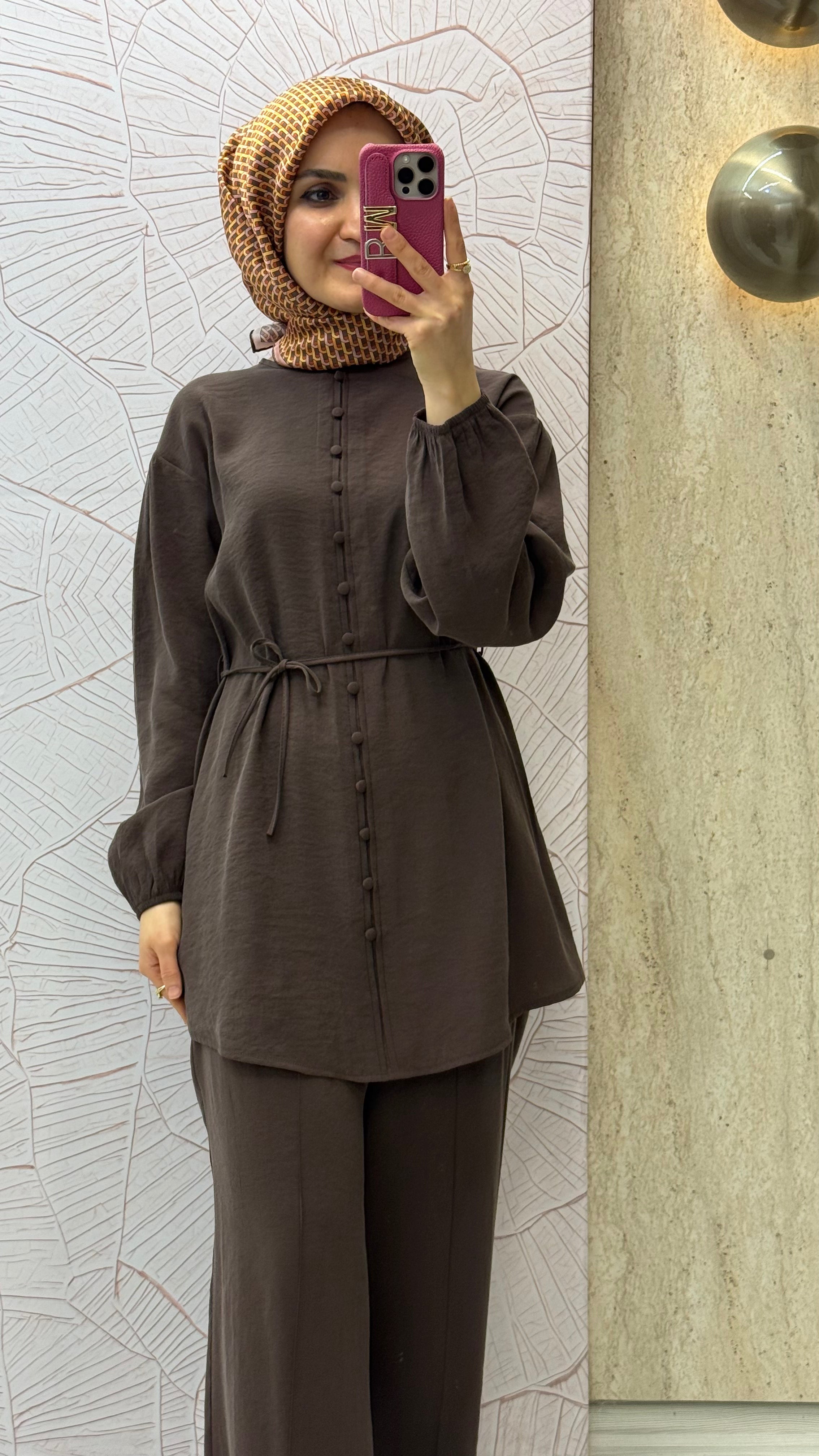ARMİNE TREND Sahte Düğme Detaylı Beli İpli Pantolonlu İkili Takım / 26YT678