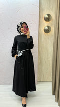 ARMİNE TREND Kolları Nakış İşlemeli Kemerli Elbise / 26YT911