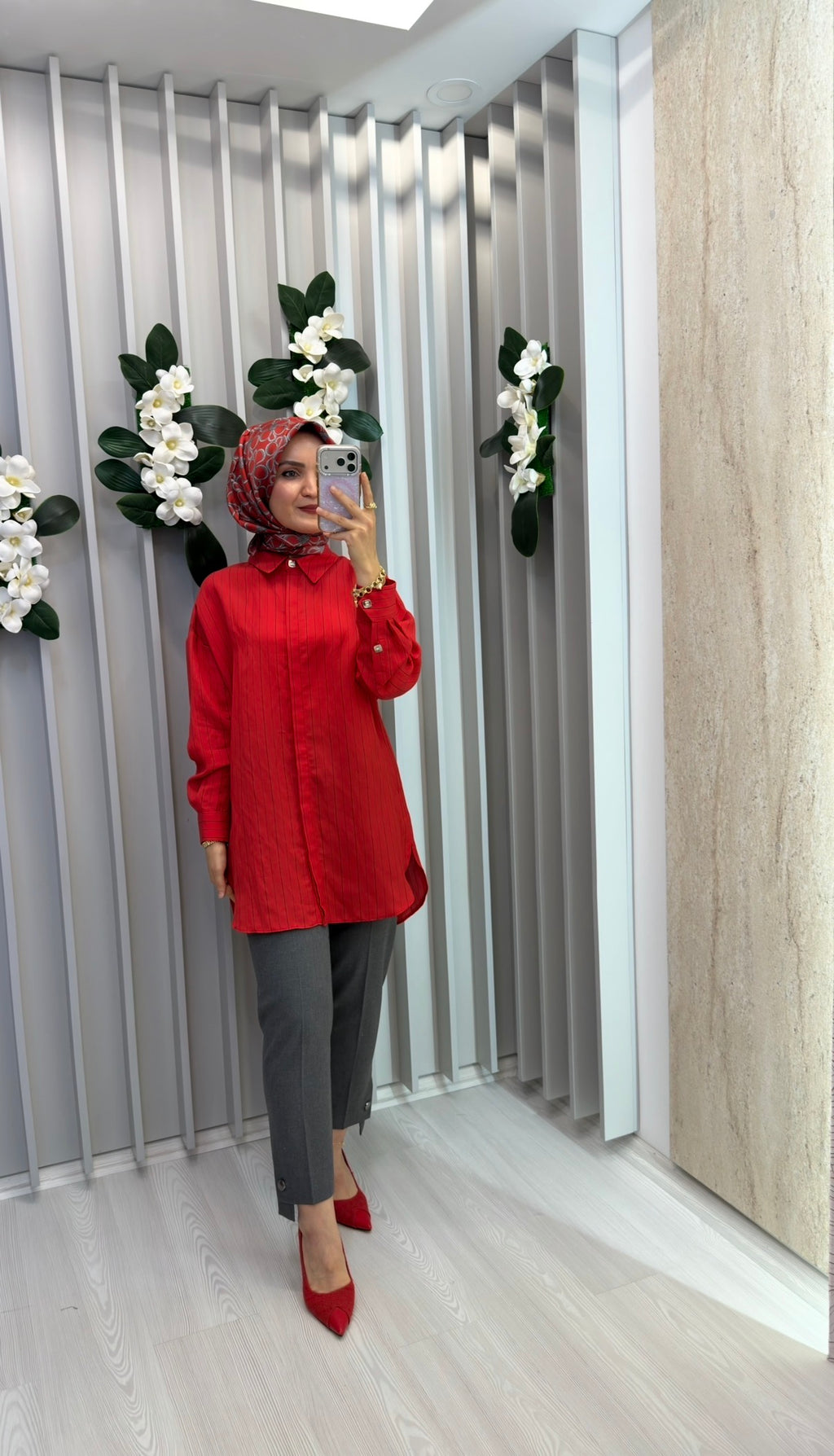 KAYRA Çizgi Desen Lyocell Tunik / 81019