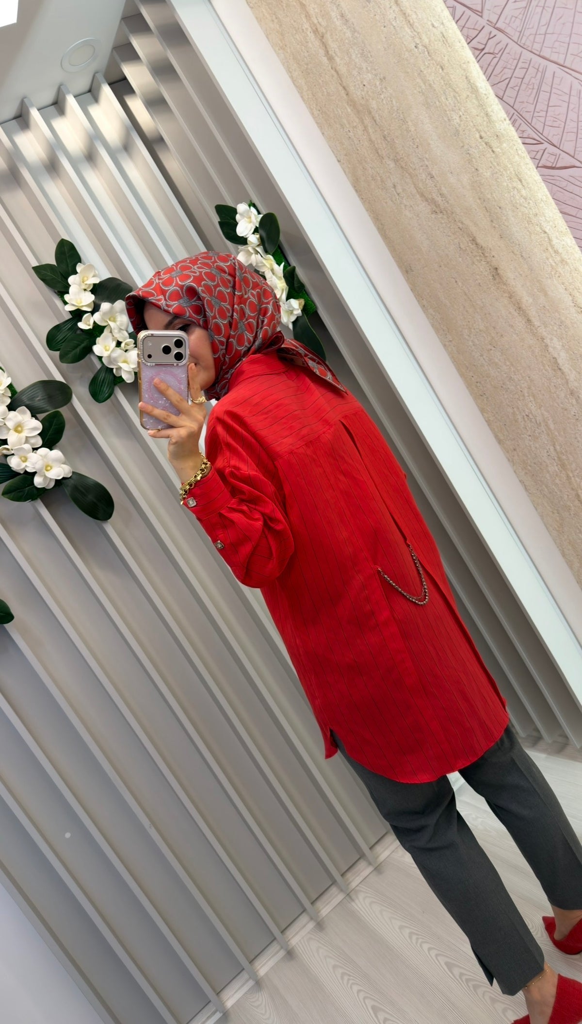 KAYRA Çizgi Desen Lyocell Tunik / 81019