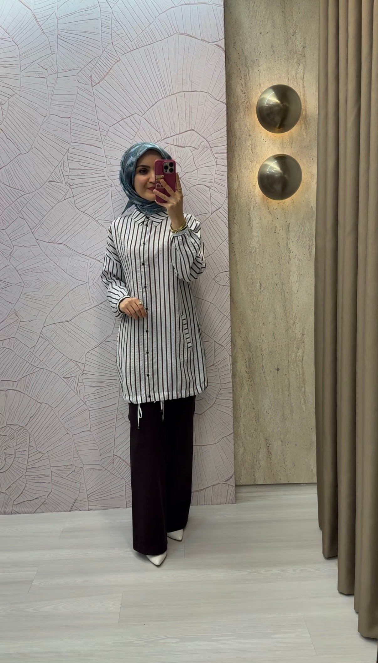 KAYRA Çizgi Desen Viskon Bluz / B26-71018