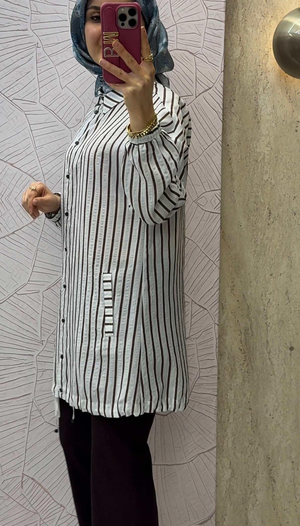 KAYRA Çizgi Desen Viskon Bluz / B26-71018