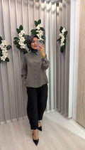 KAYRA Çizgi Desen Lyocell Bluz / 71001