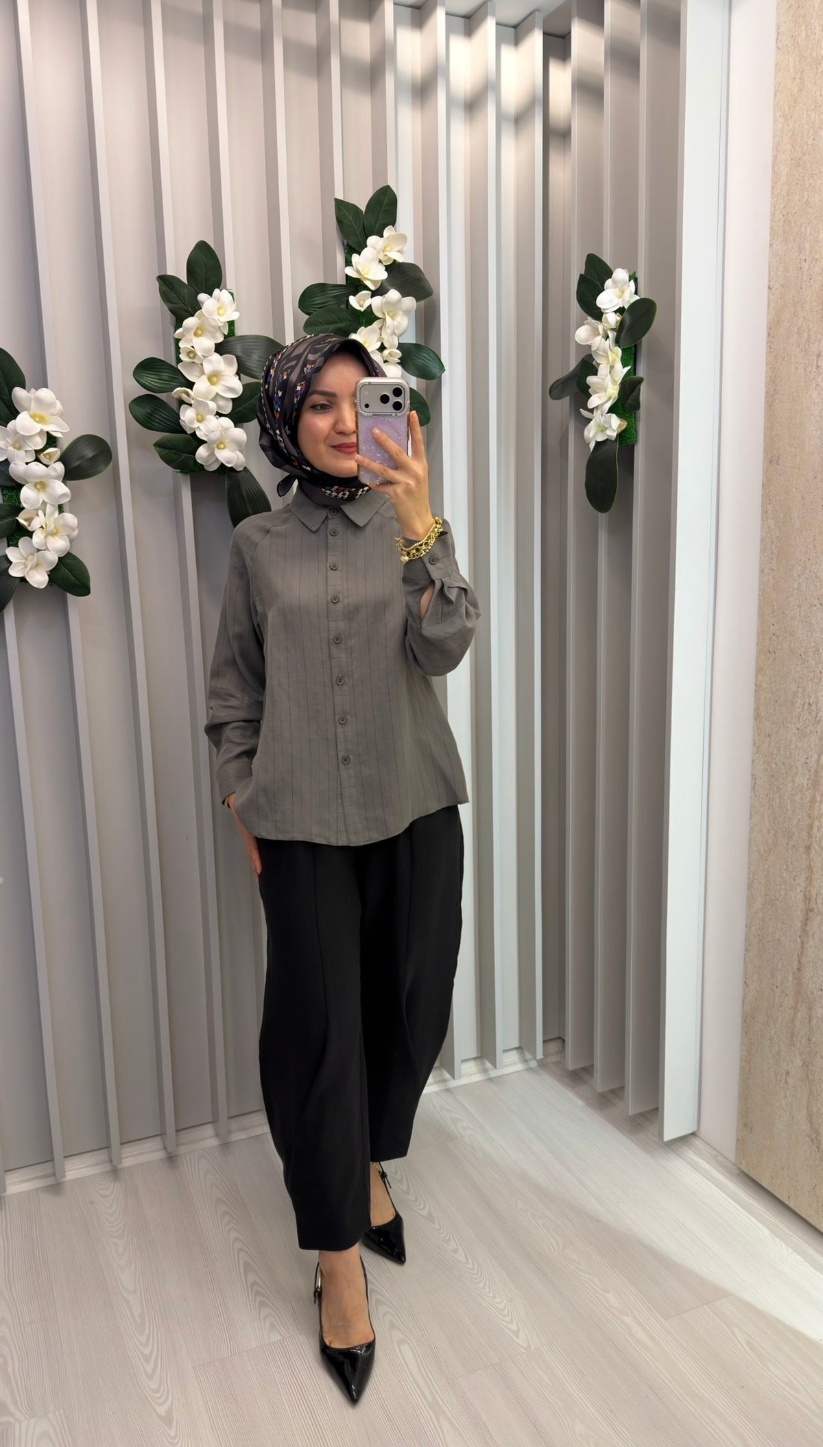 KAYRA Çizgi Desen Lyocell Bluz / 71001