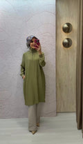 ARMİNE TREND Yarım Fermuarlı Kolları Lastikli Çilek Kumaş Tunik / 26YT462