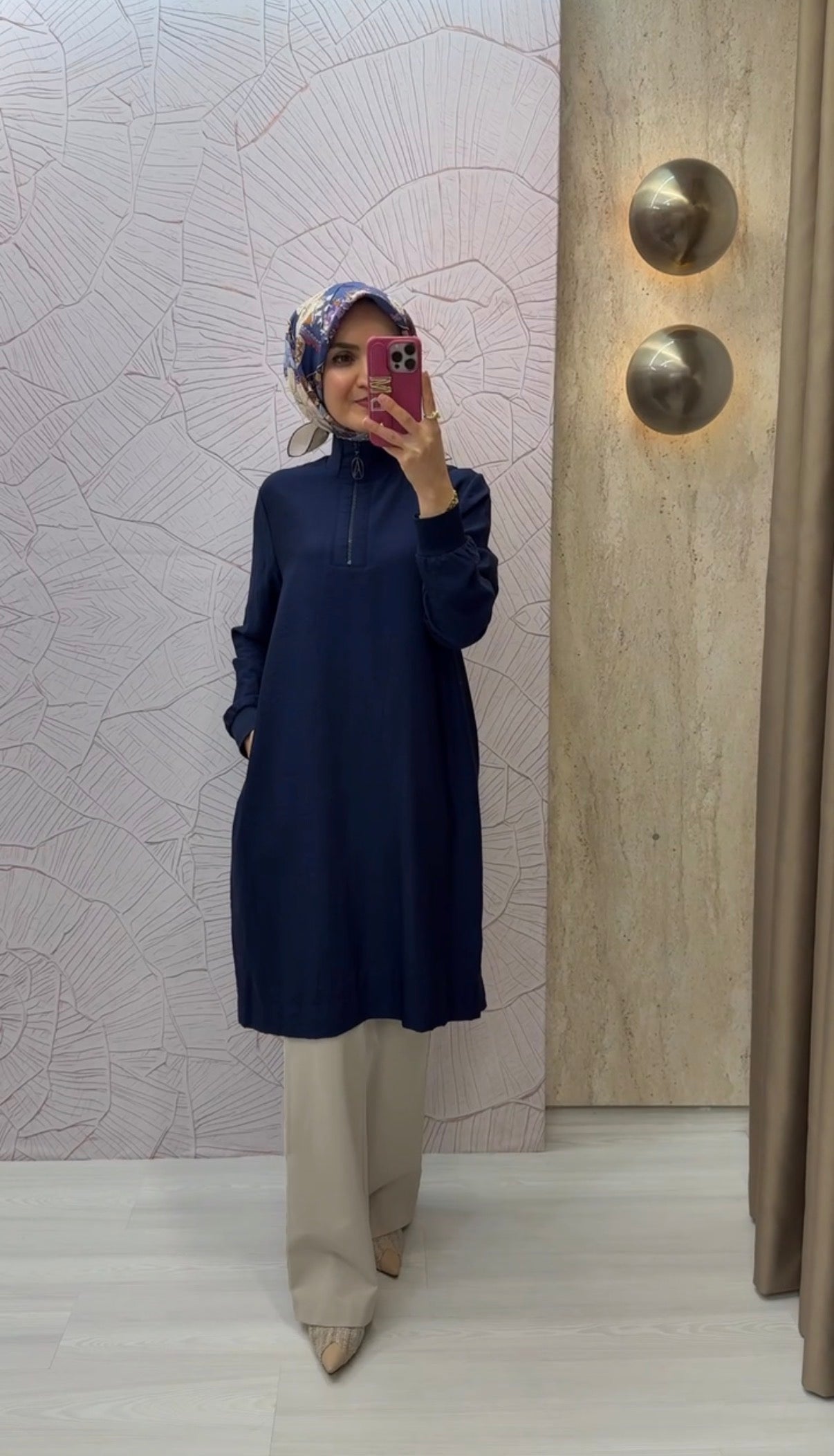 ARMİNE TREND Yarım Fermuarlı Kolları Lastikli Çilek Kumaş Tunik / 26YT462