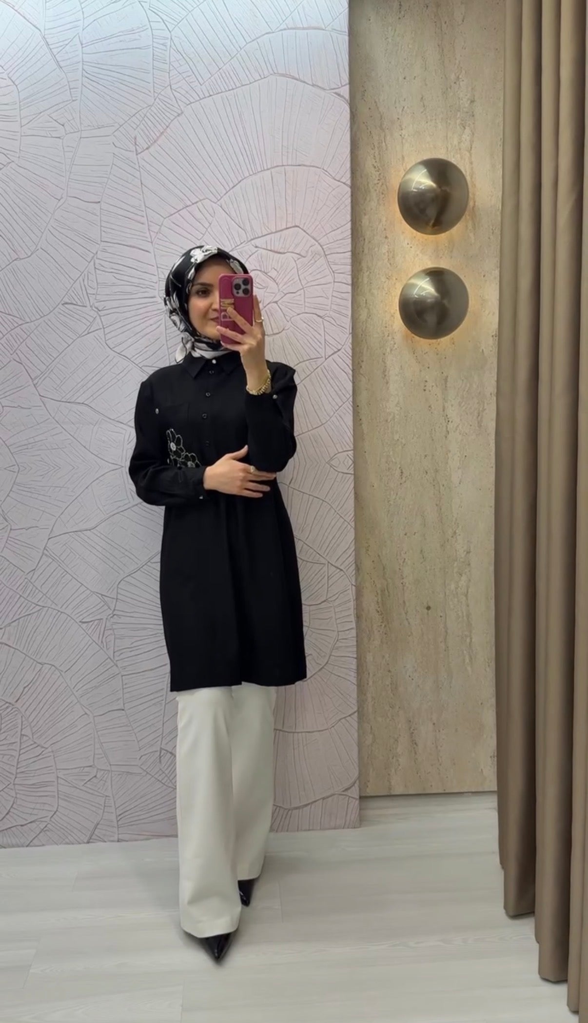 ARMİNE TREND Gömlek Yaka Çiçek Desenli Tunik / 26YT464