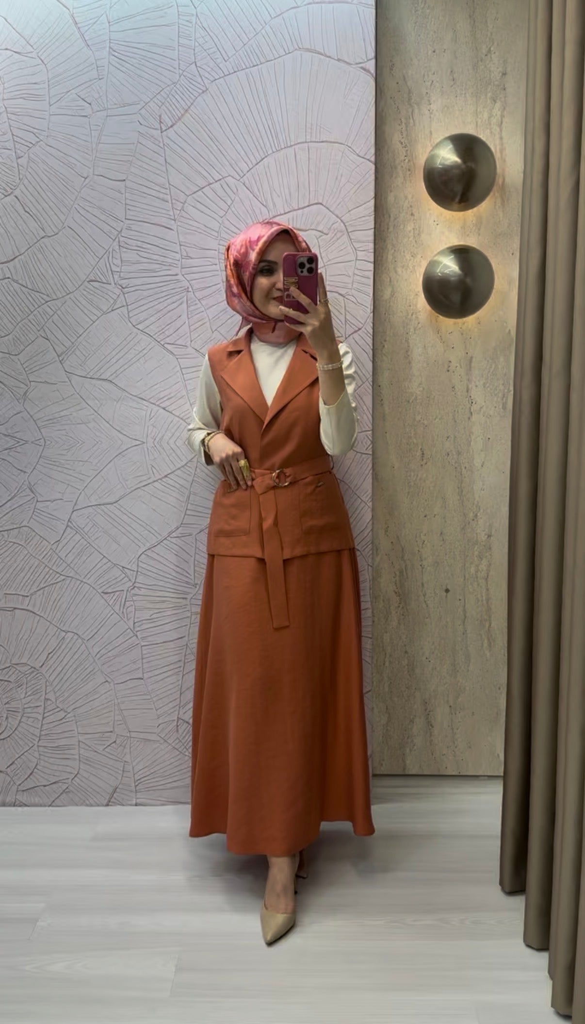 NİHAN Yeleği Bağlamalı Etekli Lyocell Takım / 3129