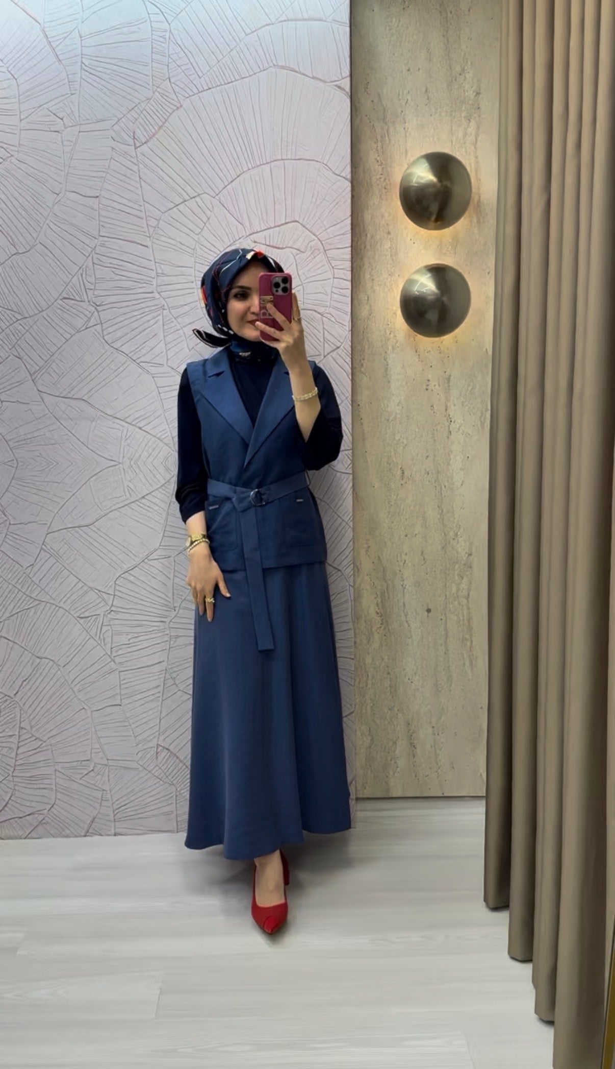 NİHAN Yeleği Bağlamalı Etekli Lyocell Takım / 3129