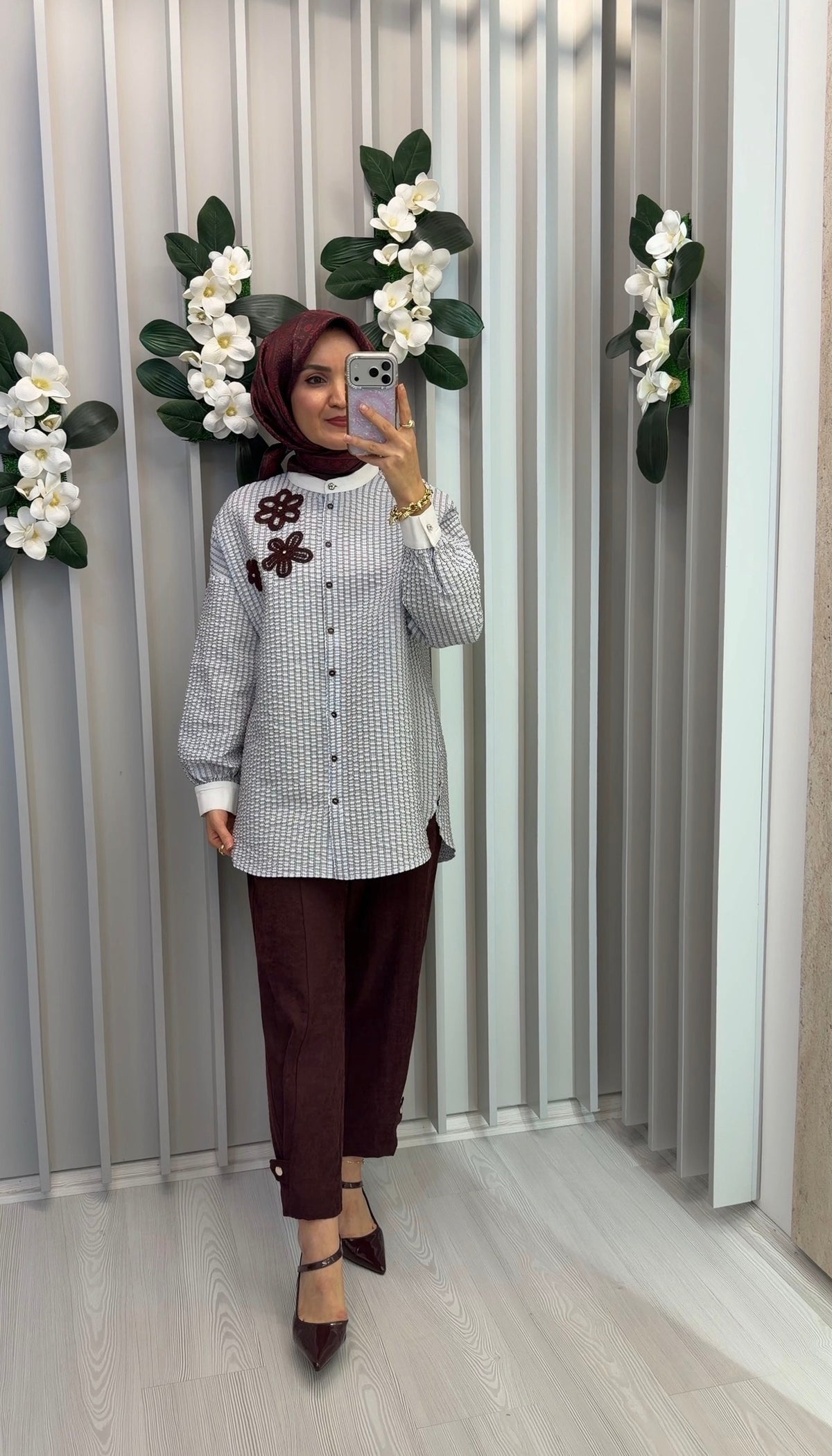 KAYRA Nakış Aplikeli Gofreli Tunik / 21085