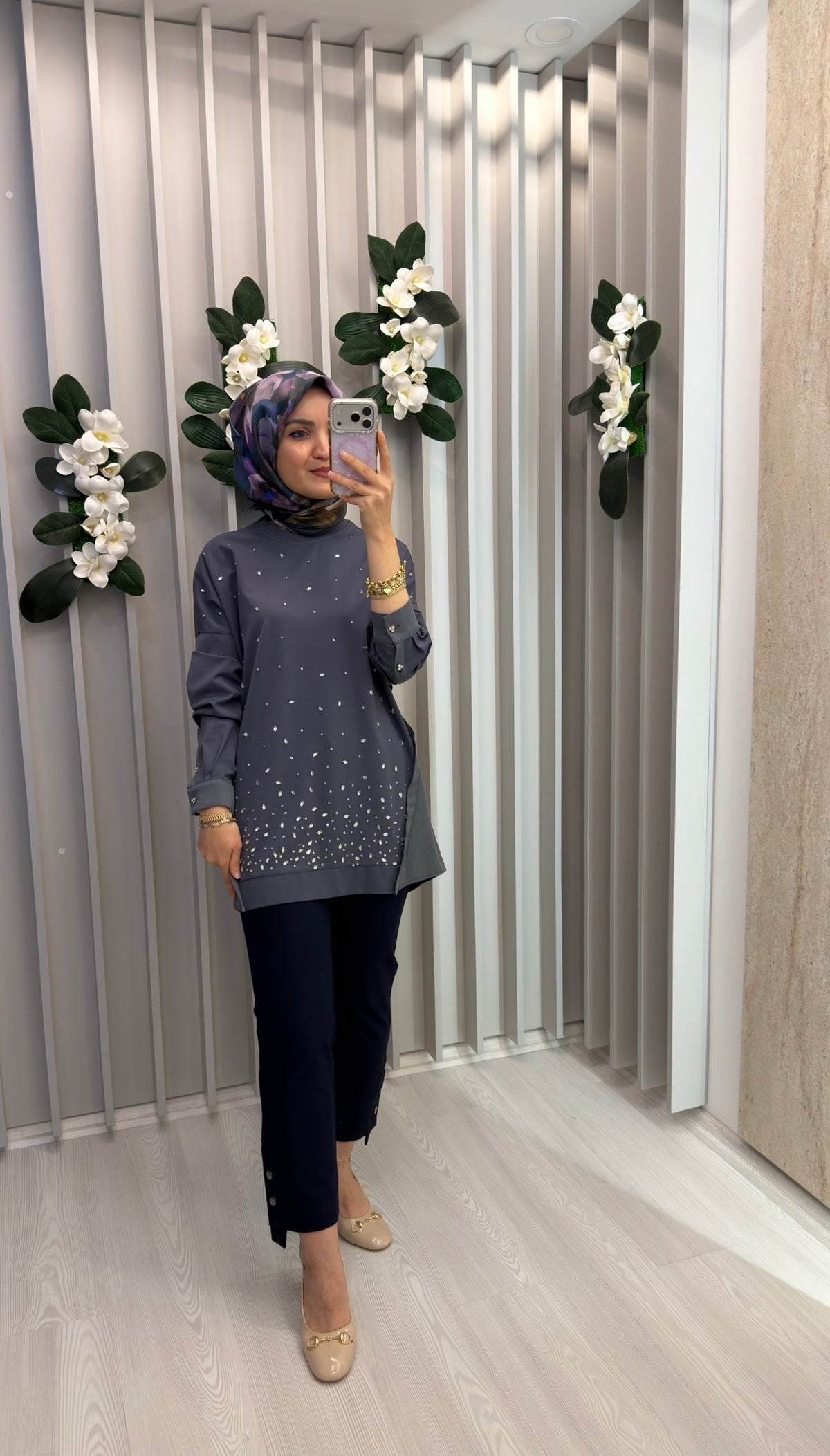 KAYRA Hotfix Baskılı Rayon Sweatshirt / 31010
