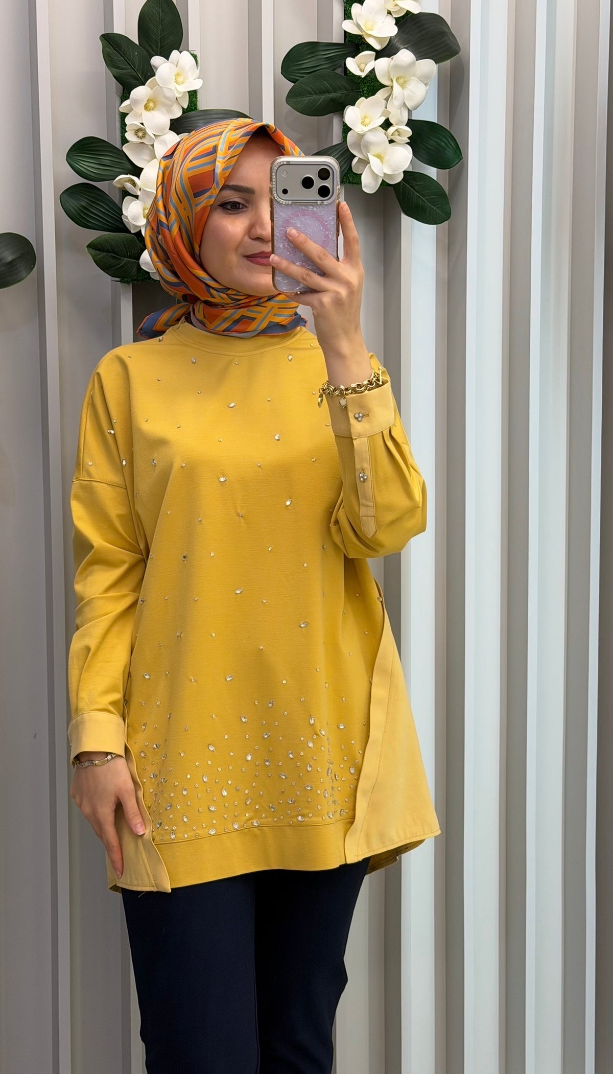KAYRA Hotfix Baskılı Rayon Sweatshirt / 31010