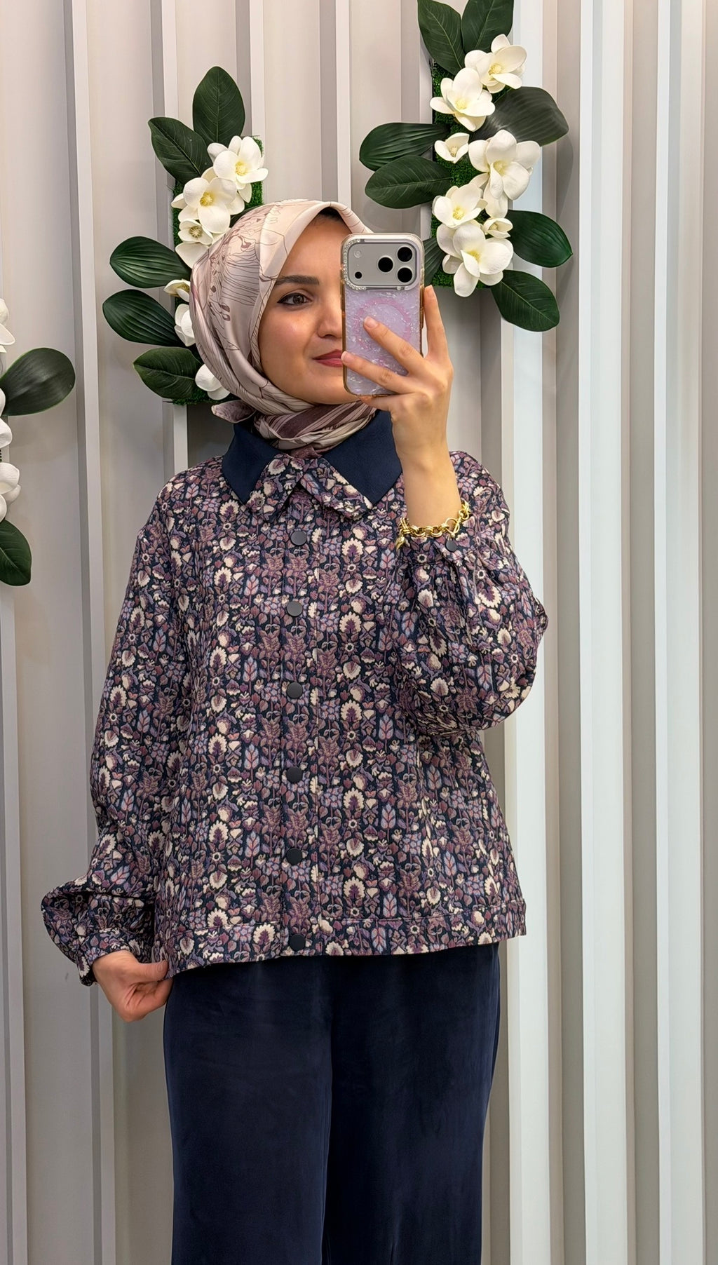 KAYRA Floral Desen Dik Yaka Ceket / 73006