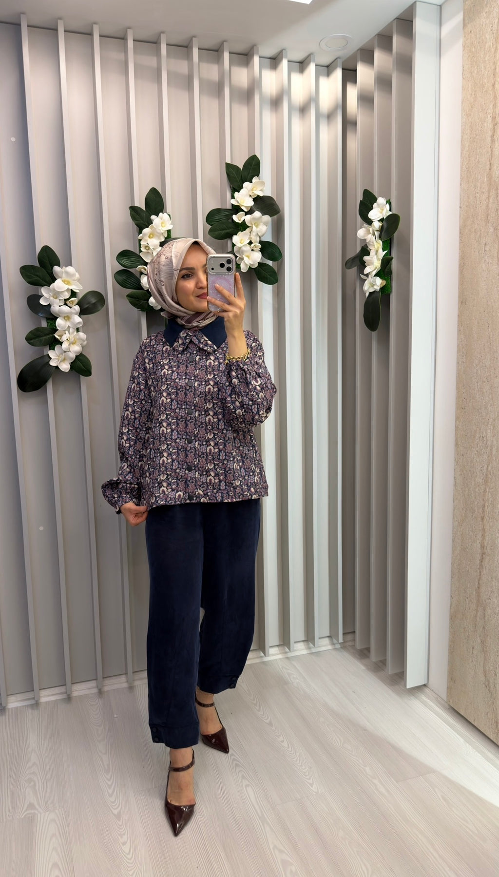 KAYRA Floral Desen Dik Yaka Ceket / 73006