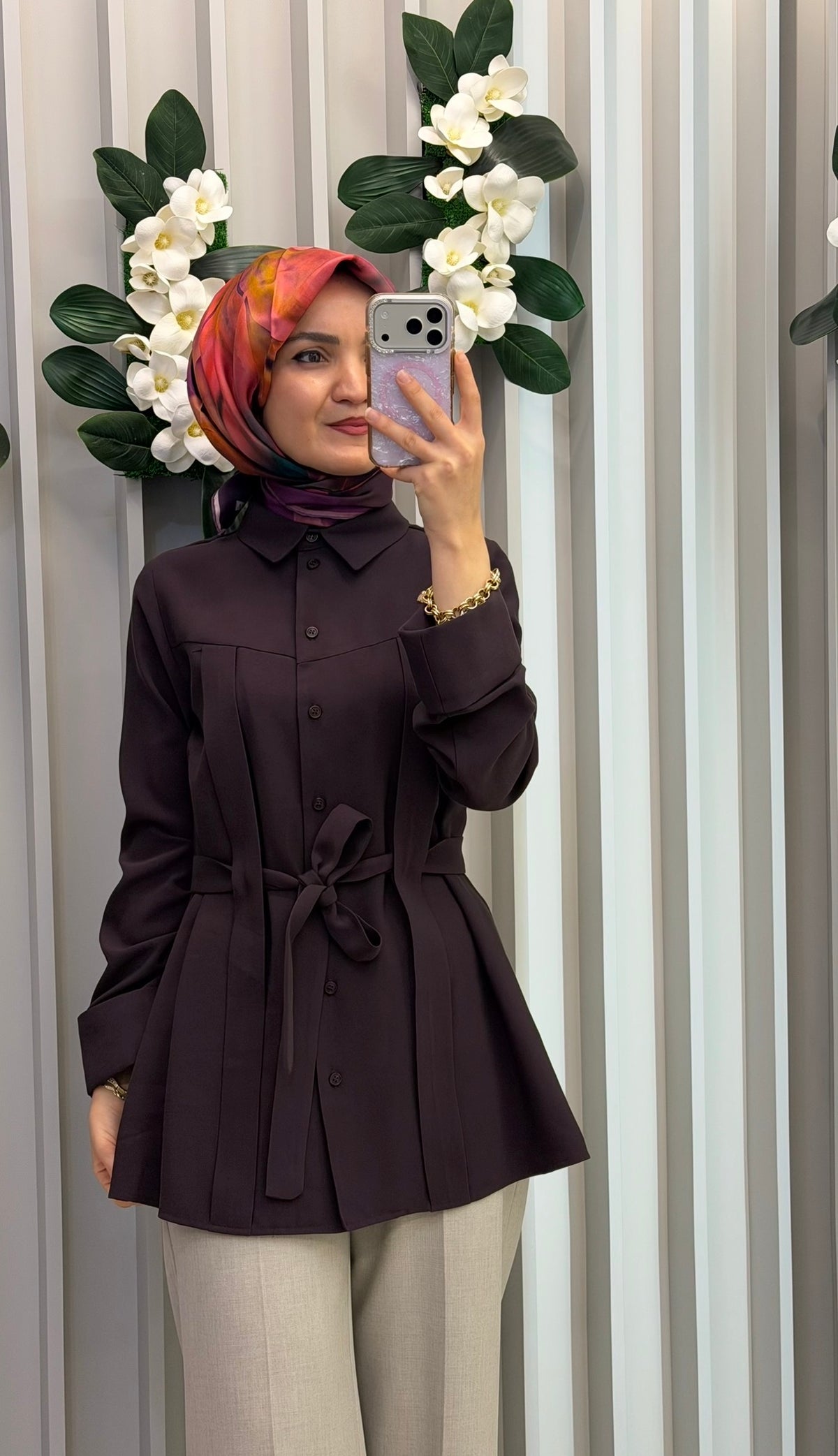 NİHAN Pili Kuşak Detaylı Tunik / 5167
