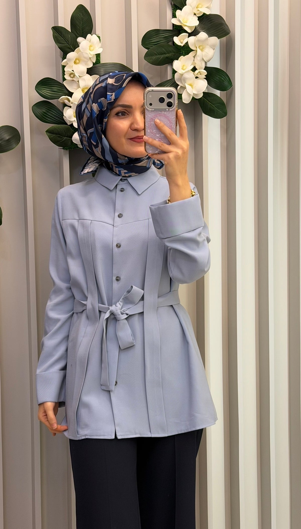NİHAN Pili Kuşak Detaylı Tunik / 5167