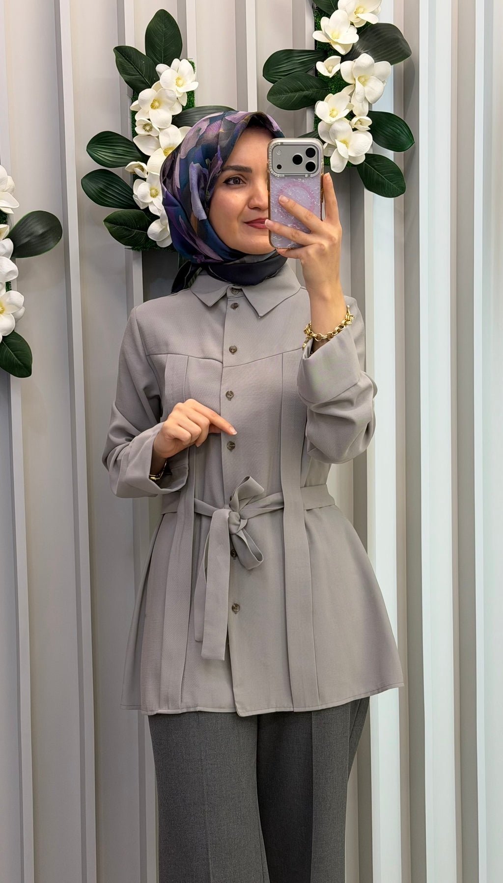 NİHAN Pili Kuşak Detaylı Tunik / 5167