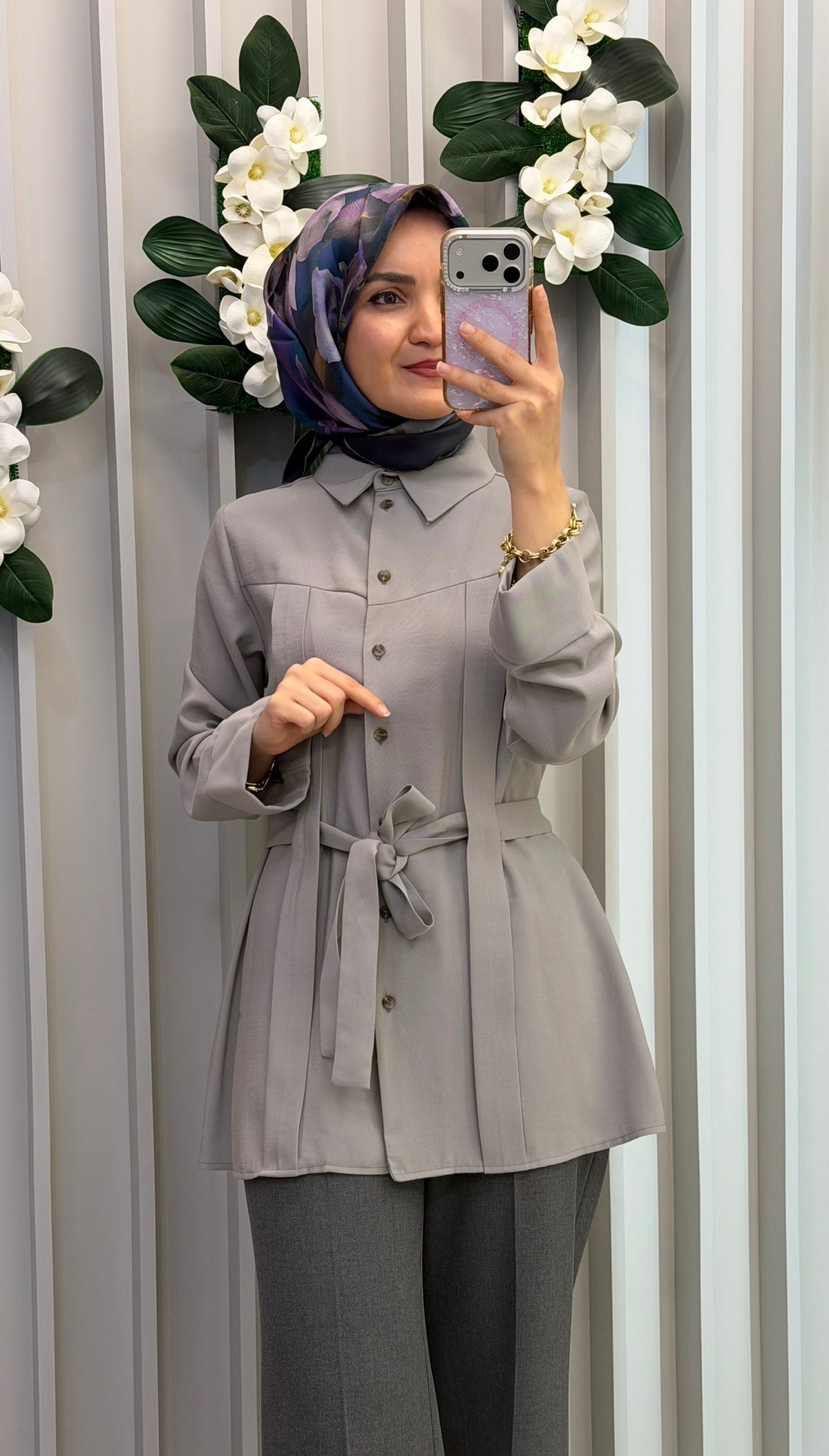 NİHAN Pili Kuşak Detaylı Tunik / 5167
