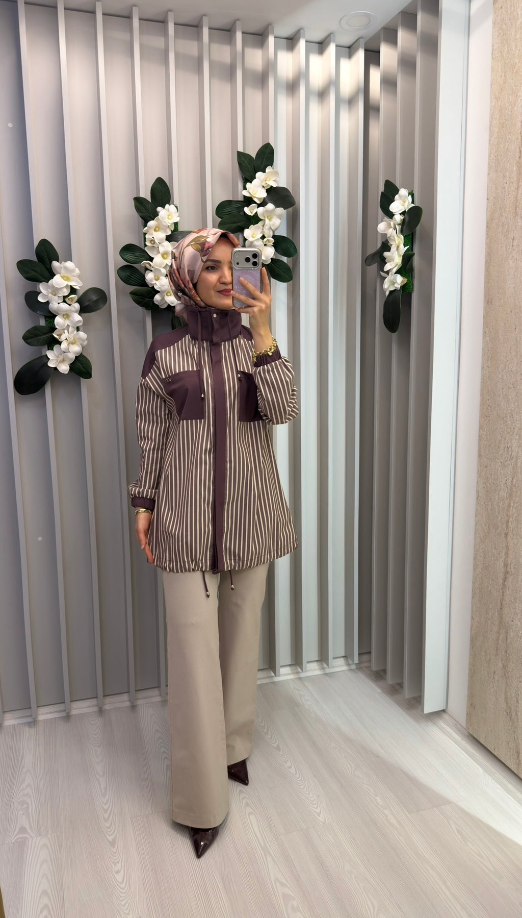 KAYRA Dik Yaka Çizgi Desen Pamuklu Tunik / 81010