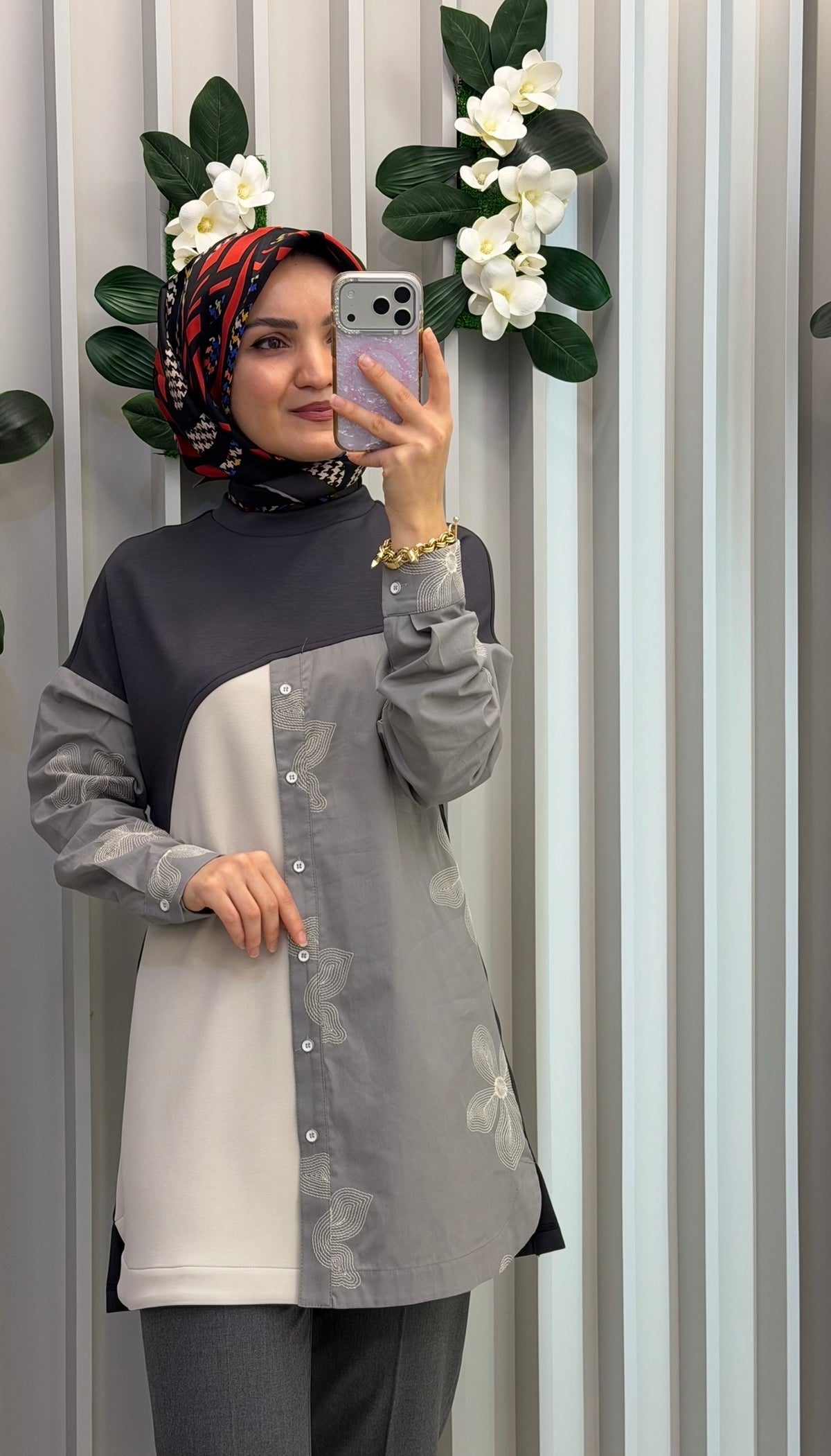 NİHAN Poplin Örme Kumaş Mixli Spor Tunik / 4128