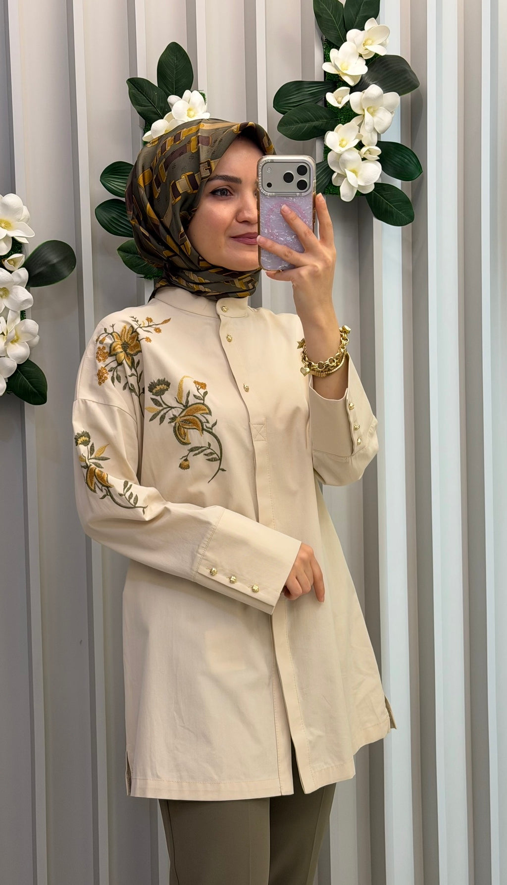KAYRA %100 Pamuklu Hakim Yaka Tunik / 21001