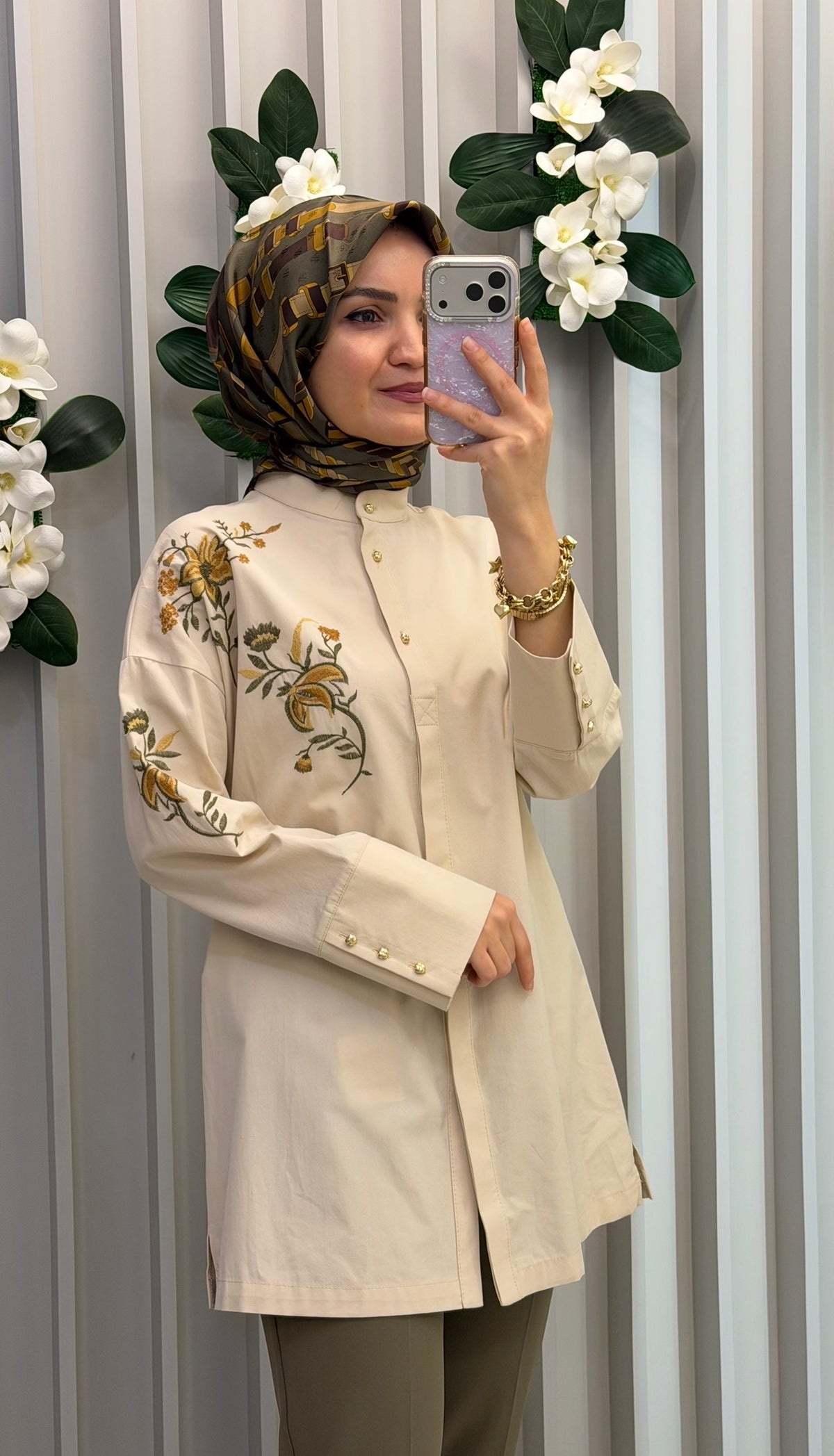 KAYRA %100 Pamuklu Hakim Yaka Tunik / 21001