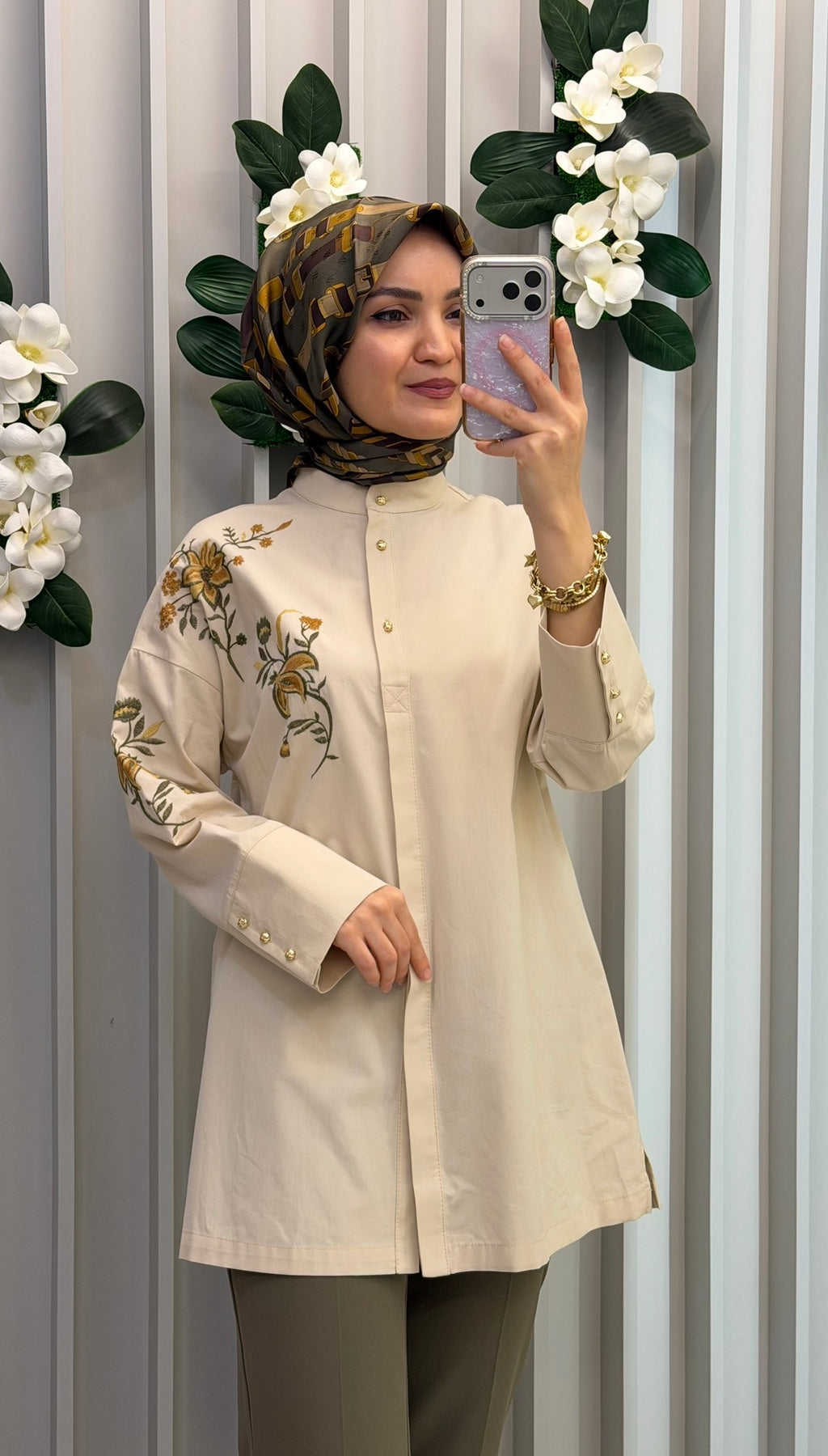 KAYRA %100 Pamuklu Hakim Yaka Tunik / 21001