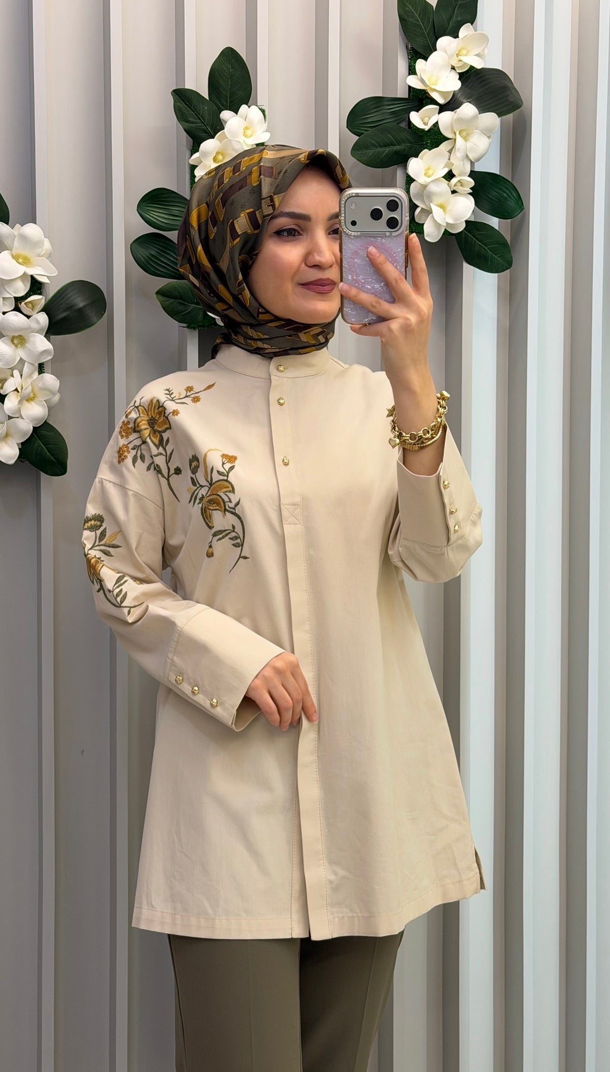 KAYRA %100 Pamuklu Hakim Yaka Tunik / 21001