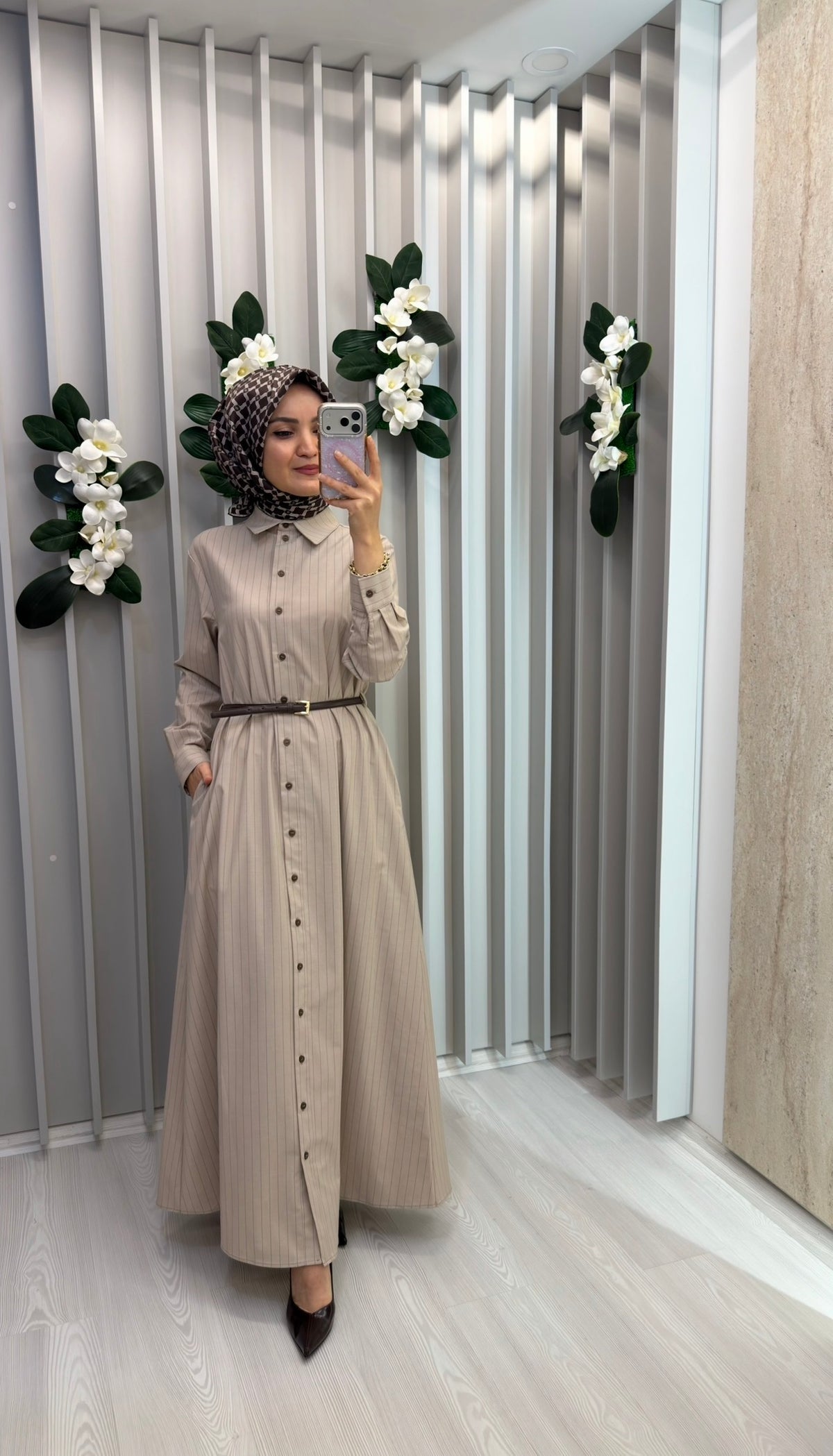 NİHAN Çizgili Gömlek Elbise / 3181