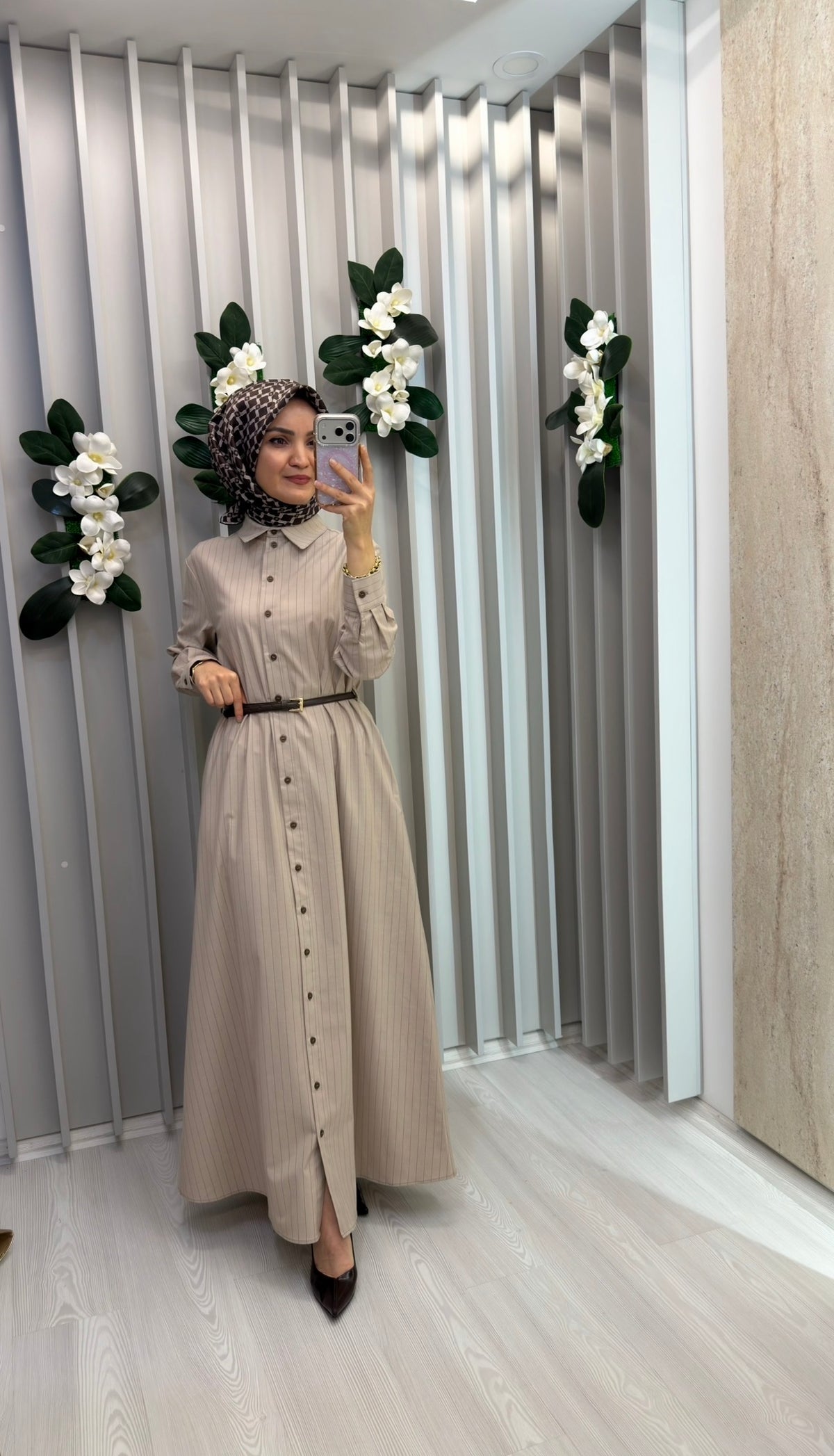 NİHAN Çizgili Gömlek Elbise / 3181