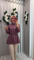 NİHAN Pilili Kuşak Detaylı Lyocell Tunik / 5153