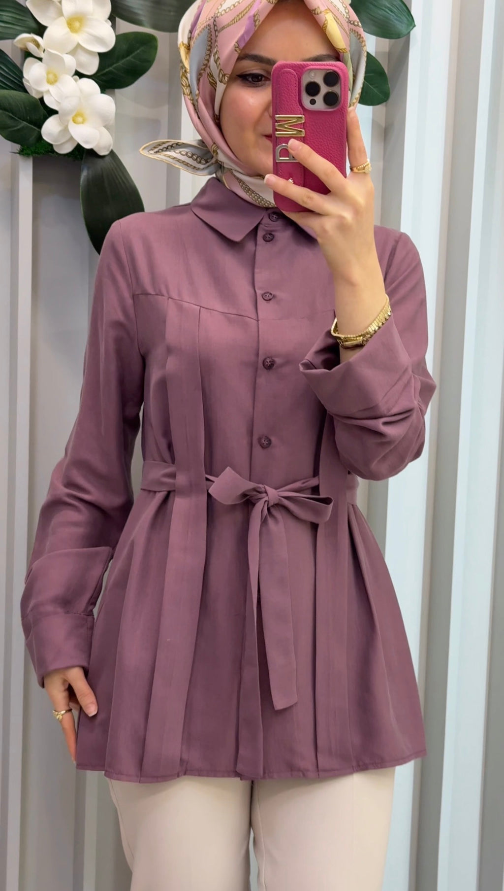 NİHAN Pilili Kuşak Detaylı Lyocell Tunik / 5153